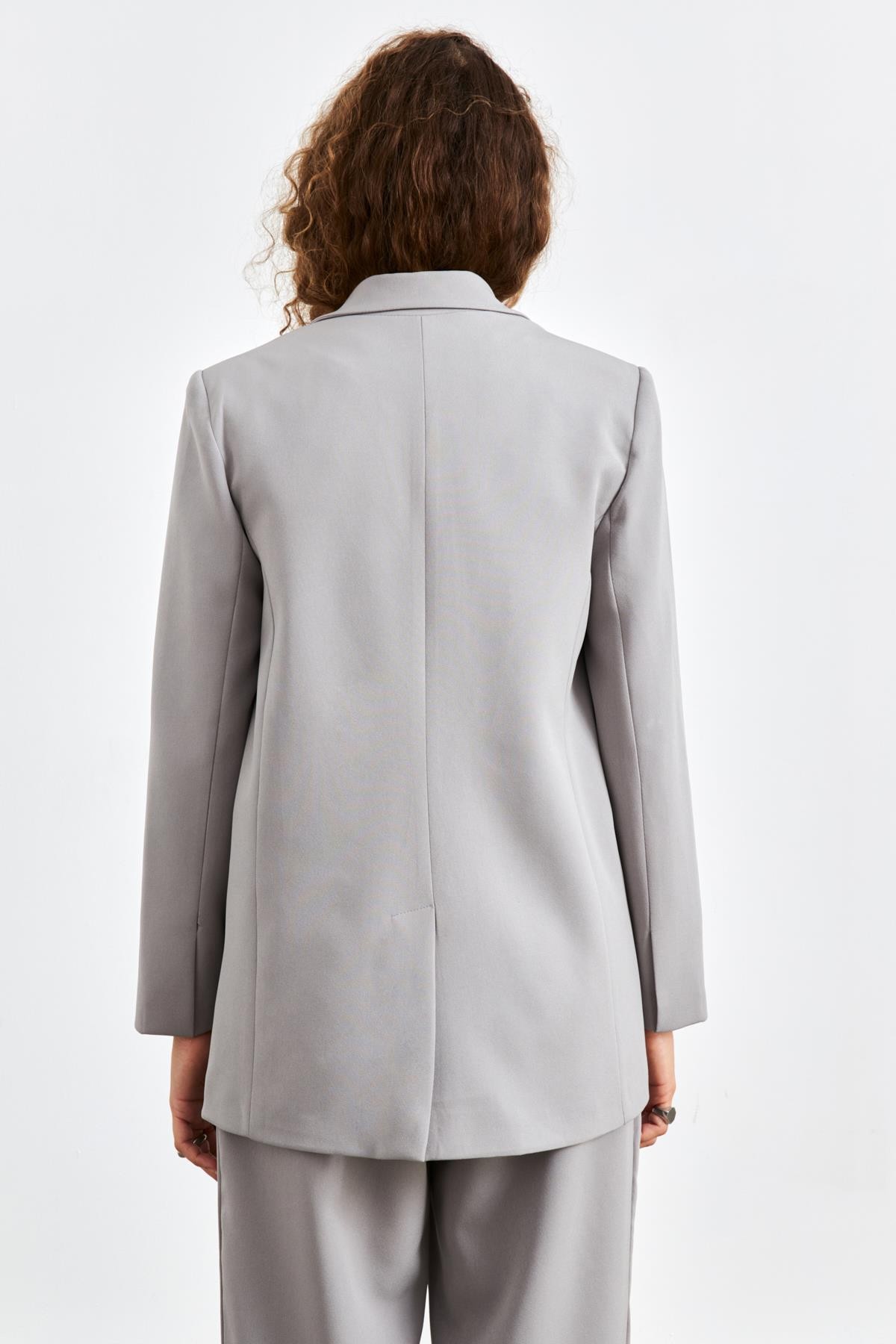 Oversize Gri Kadın Blazer Ceket