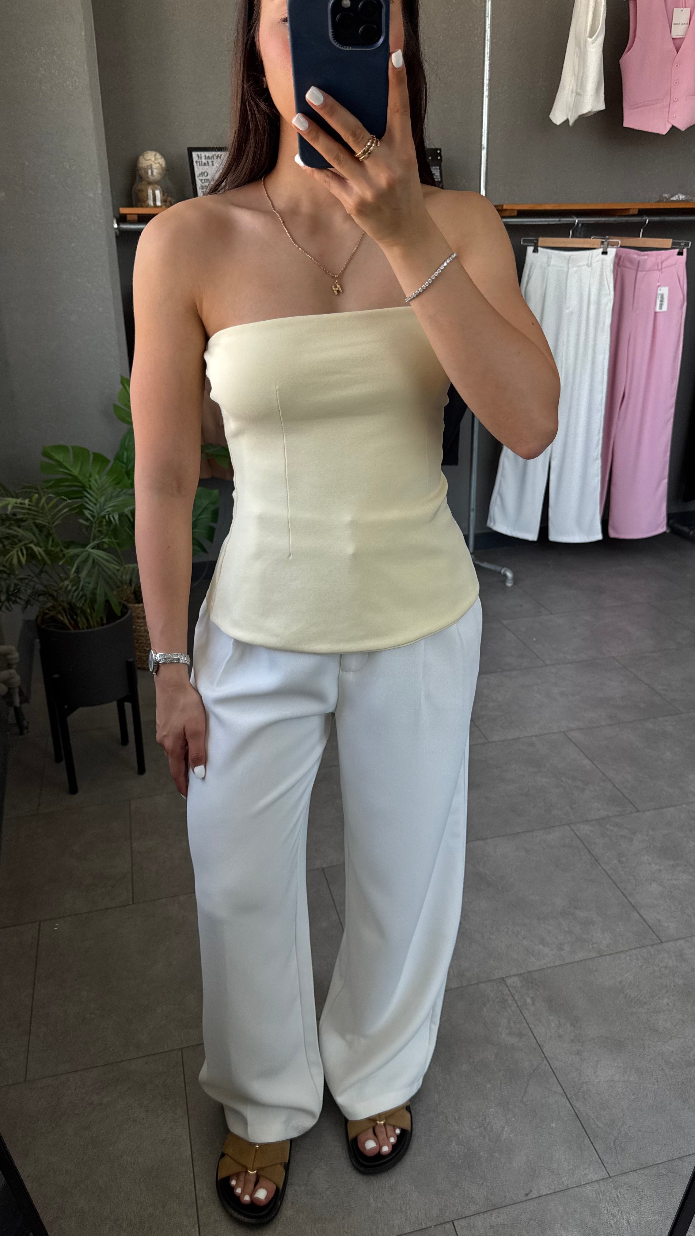 Straplez Peplum Bluz