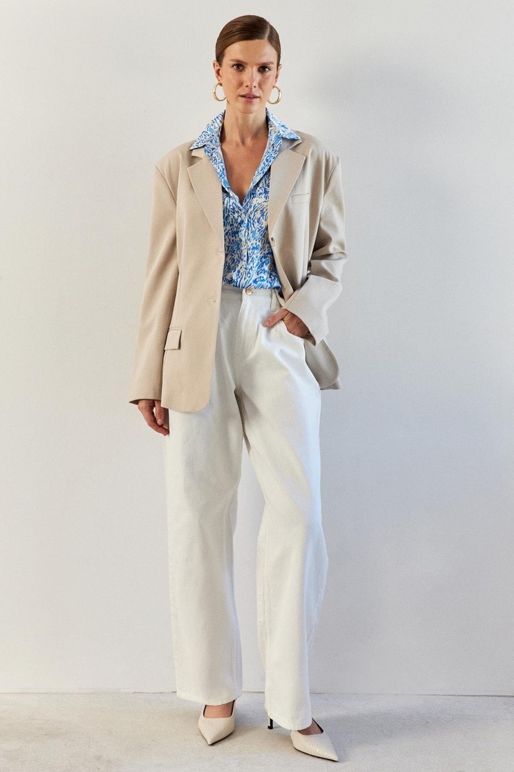 Vatkalı Oversize Taş Kadın Blazer Ceket