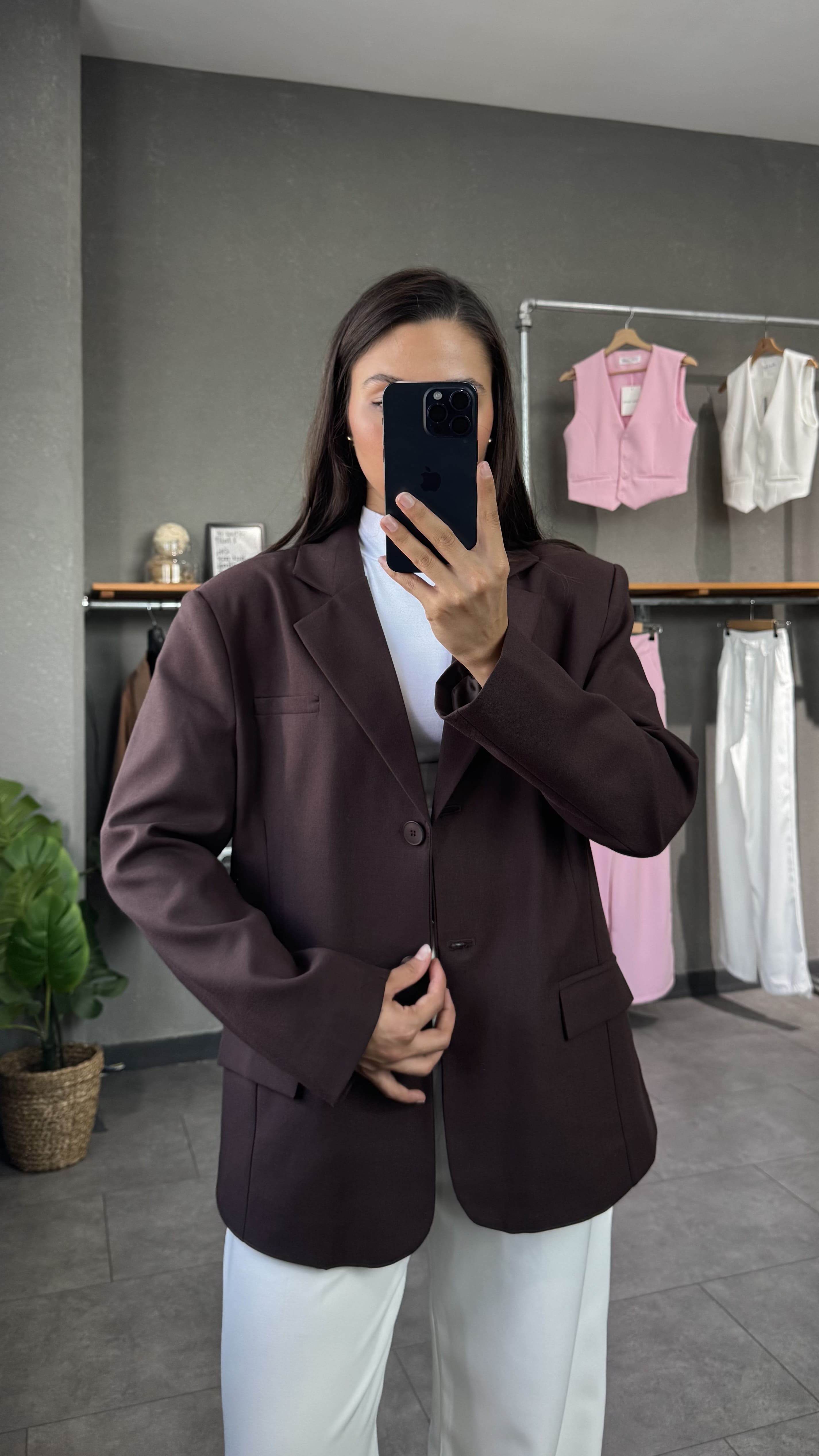 Oversize Kadın Kahve Blazer Ceket