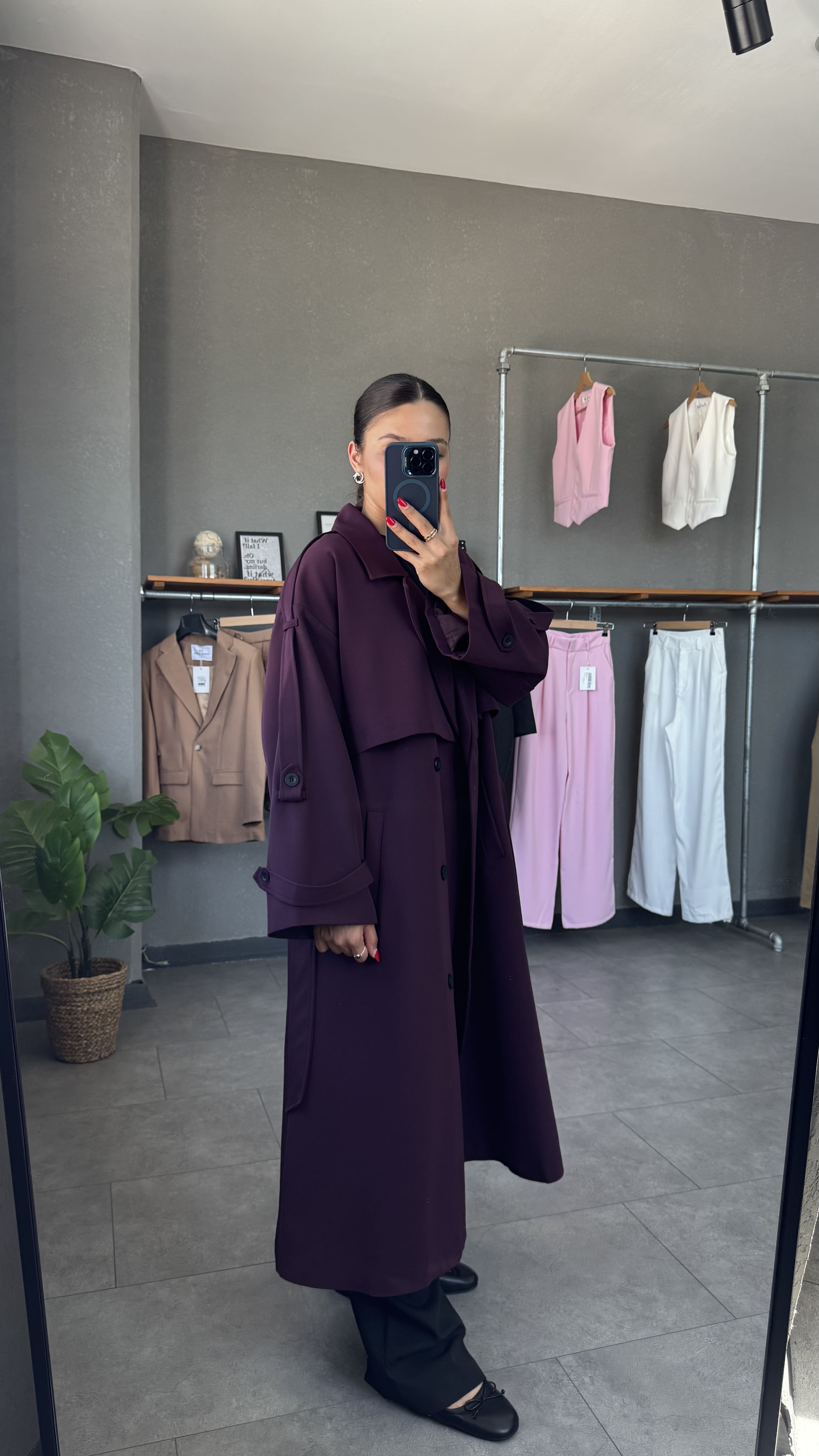 Oversize Premium Uzun Kadın Trençkot