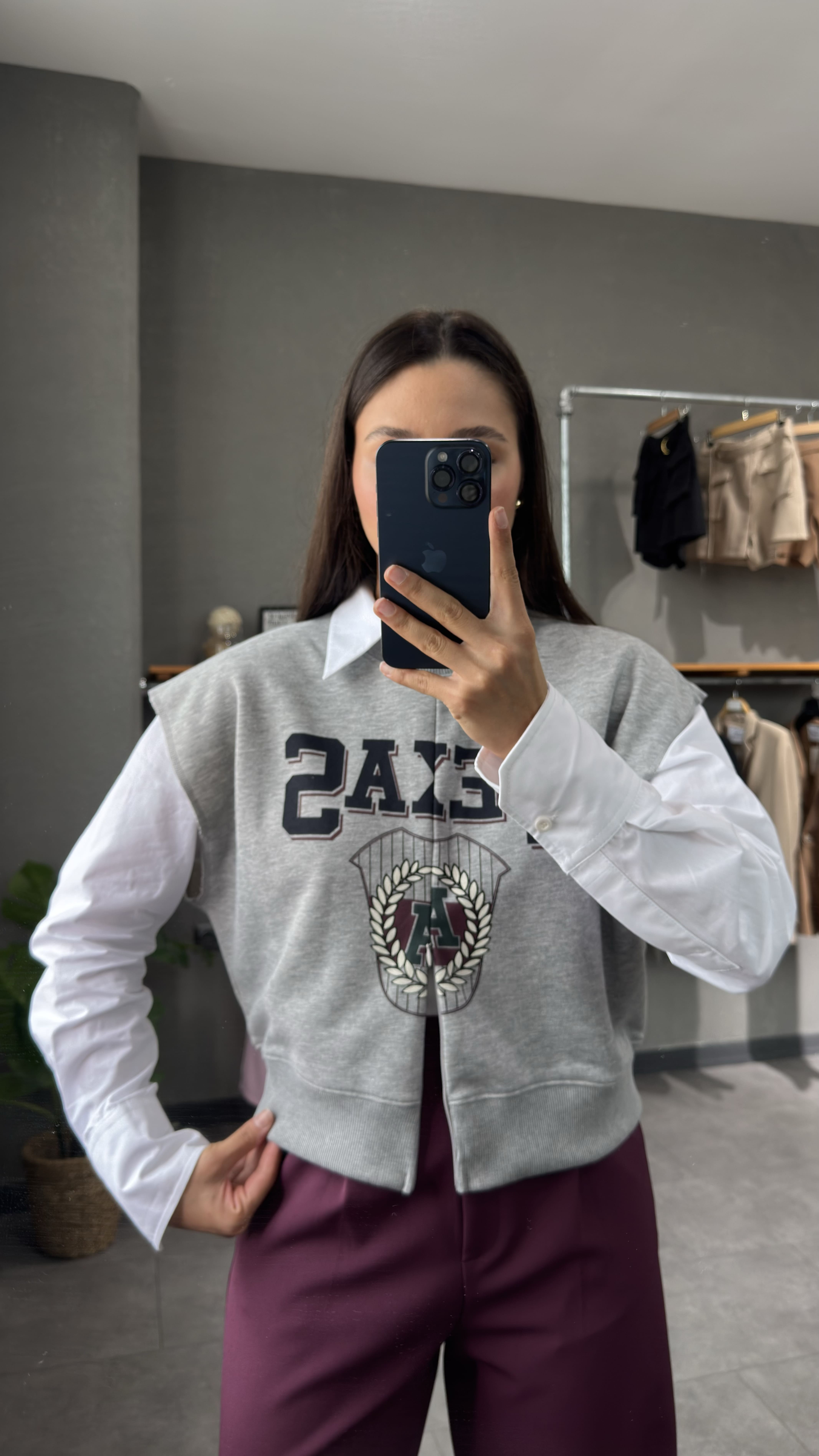 Baskı Detaylı Kolsuz Sweatshirt
