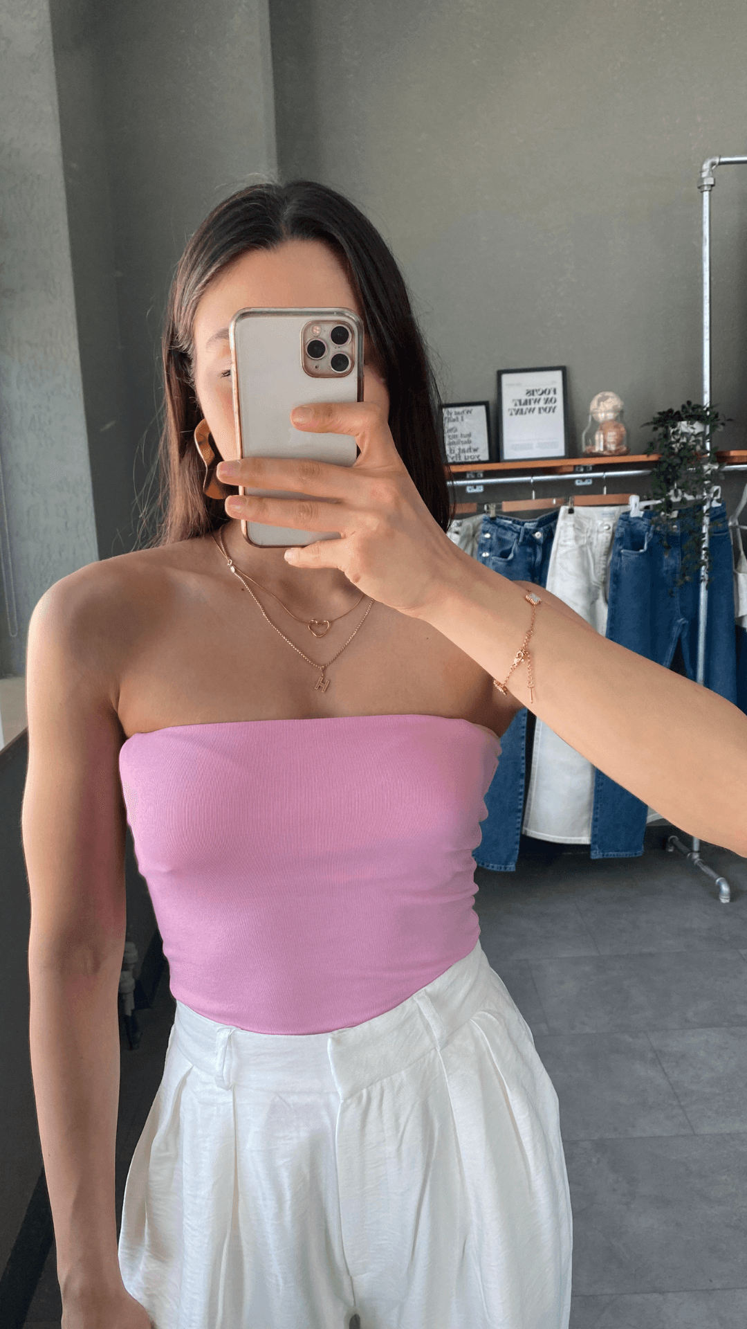 Straplez Pembe Kadın Crop Top