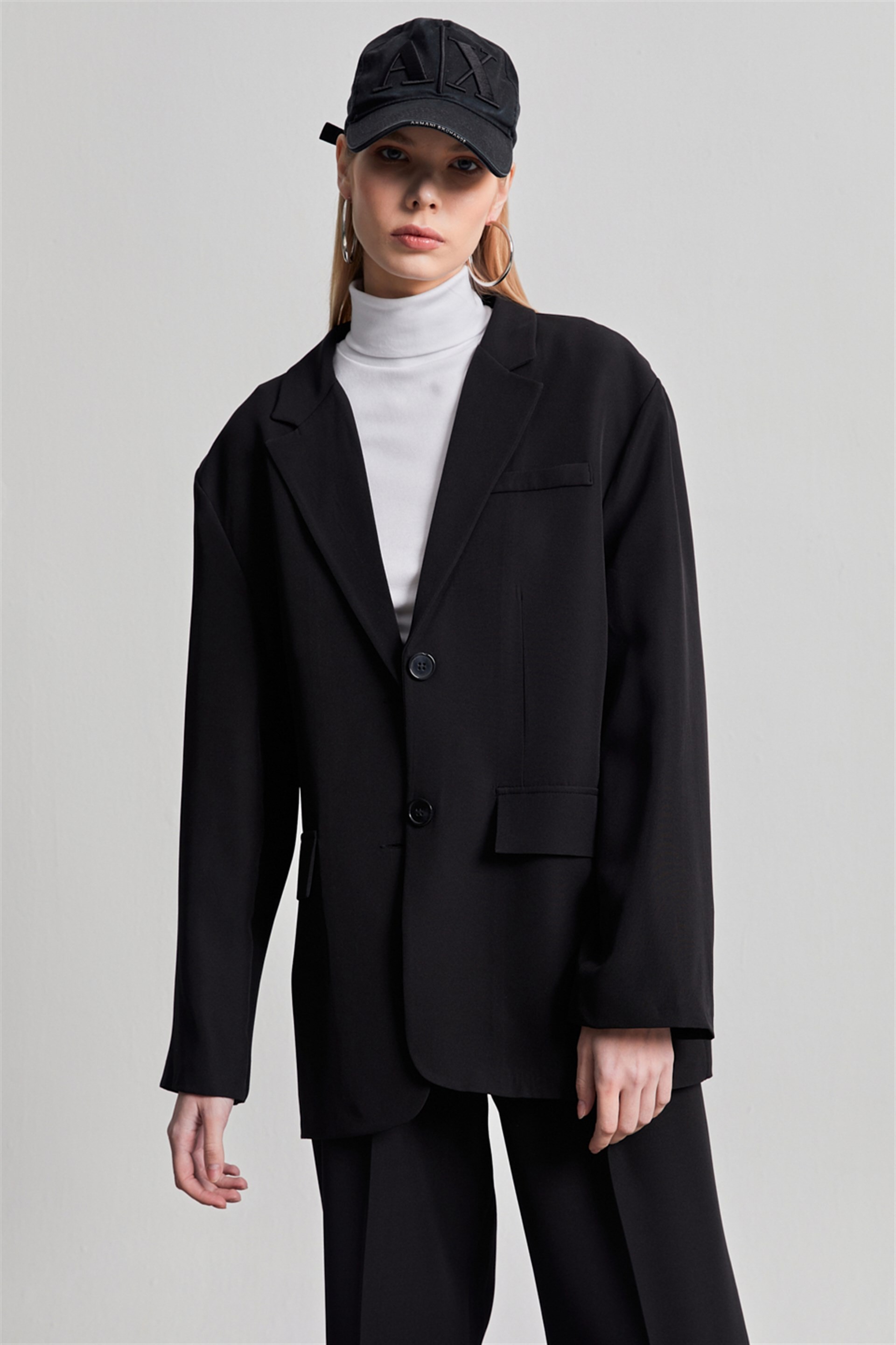 Kadın Siyah Oversize Blazer Ceket