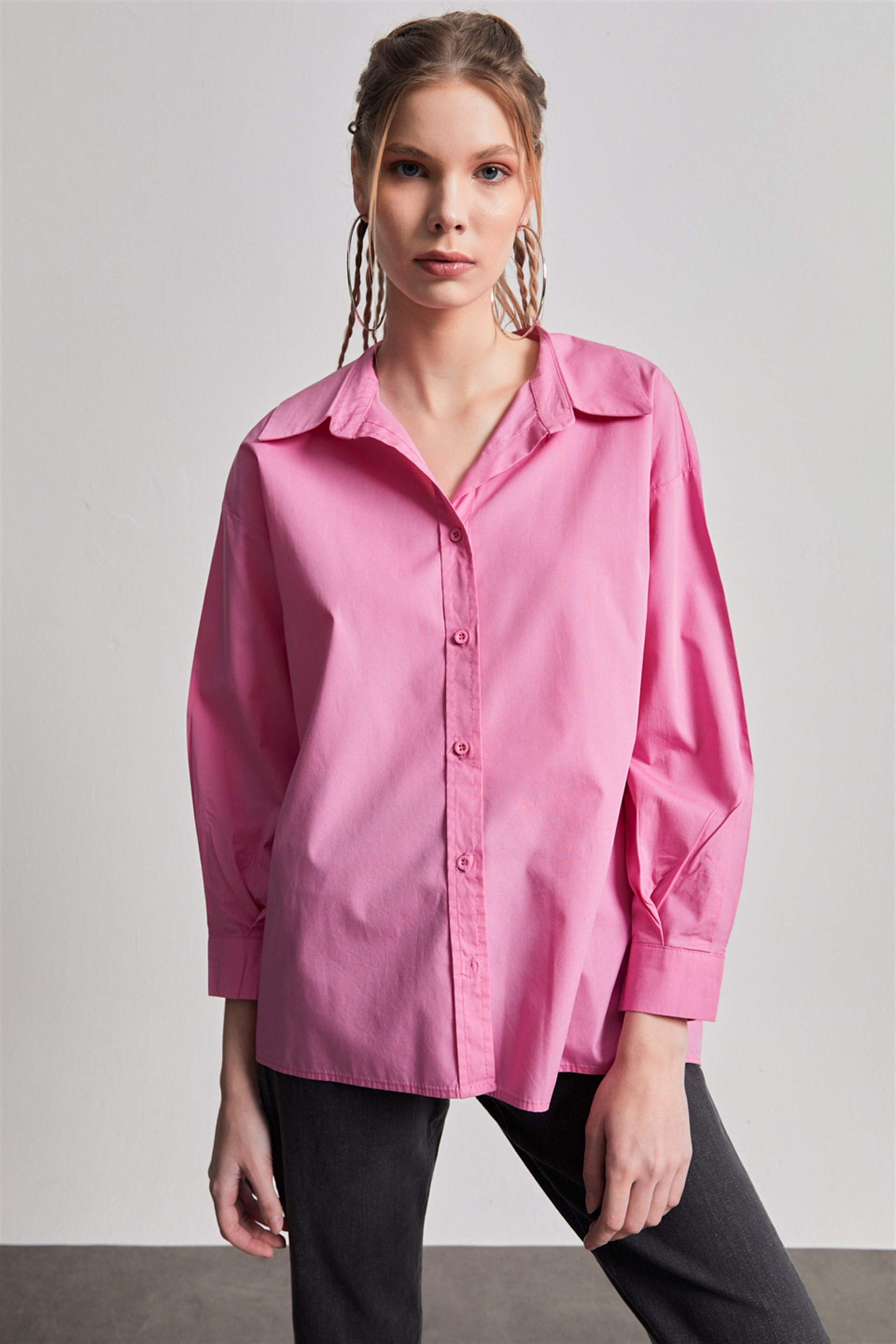 Oversize Pembe Gömlek