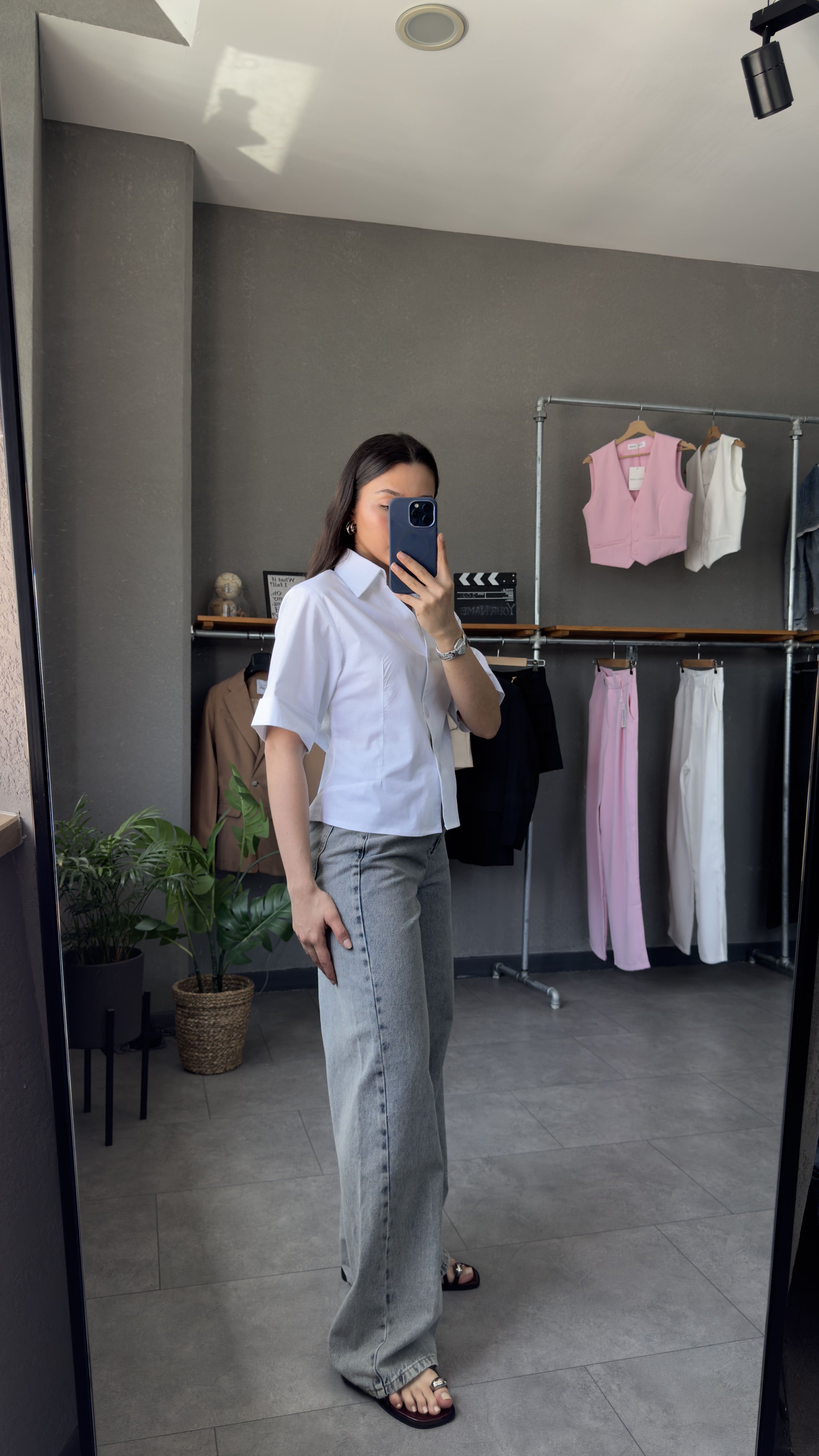 Yüksek Bel Wide Leg Mavi Kadın Jean