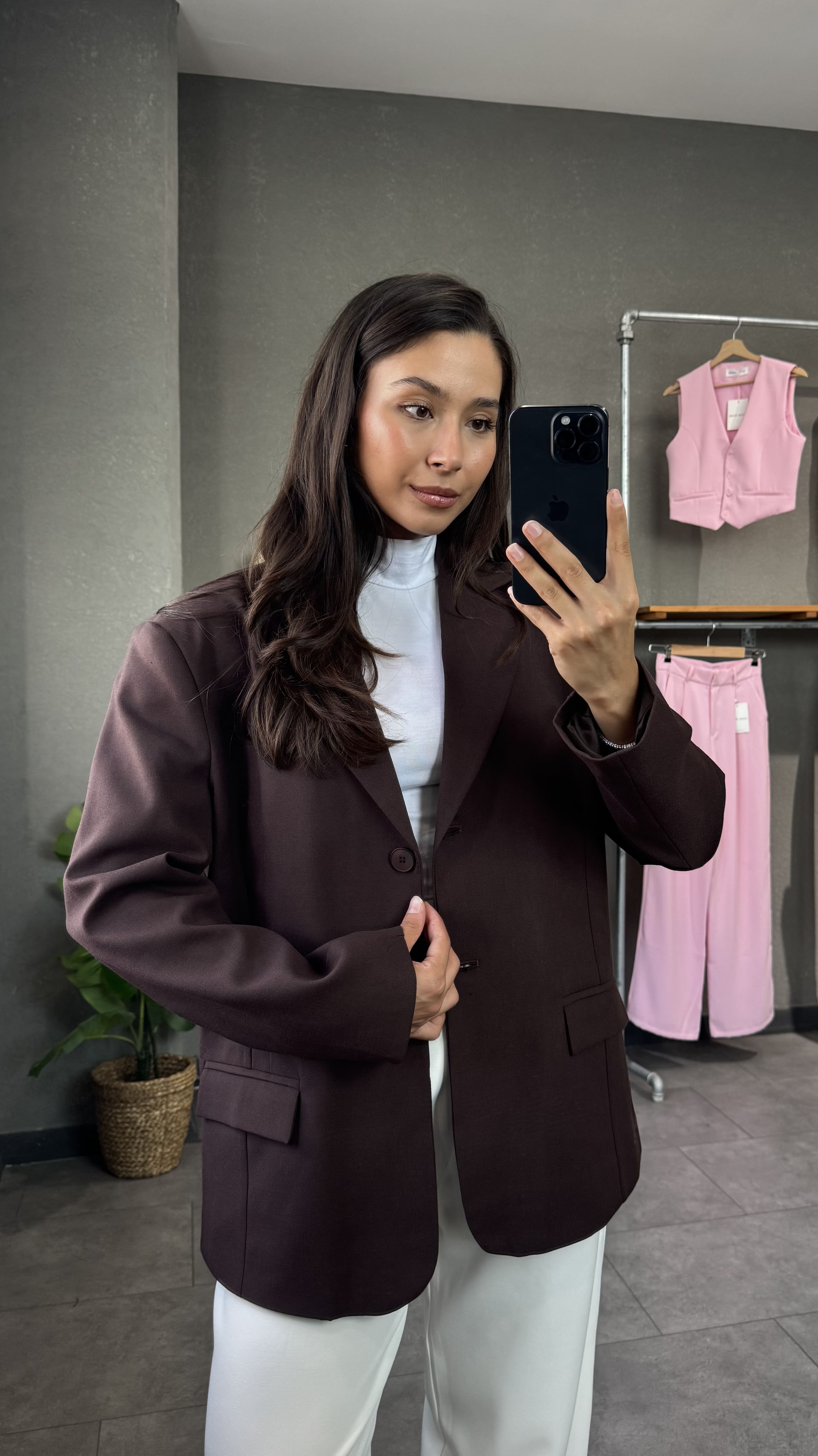 Oversize Kadın Kahve Blazer Ceket