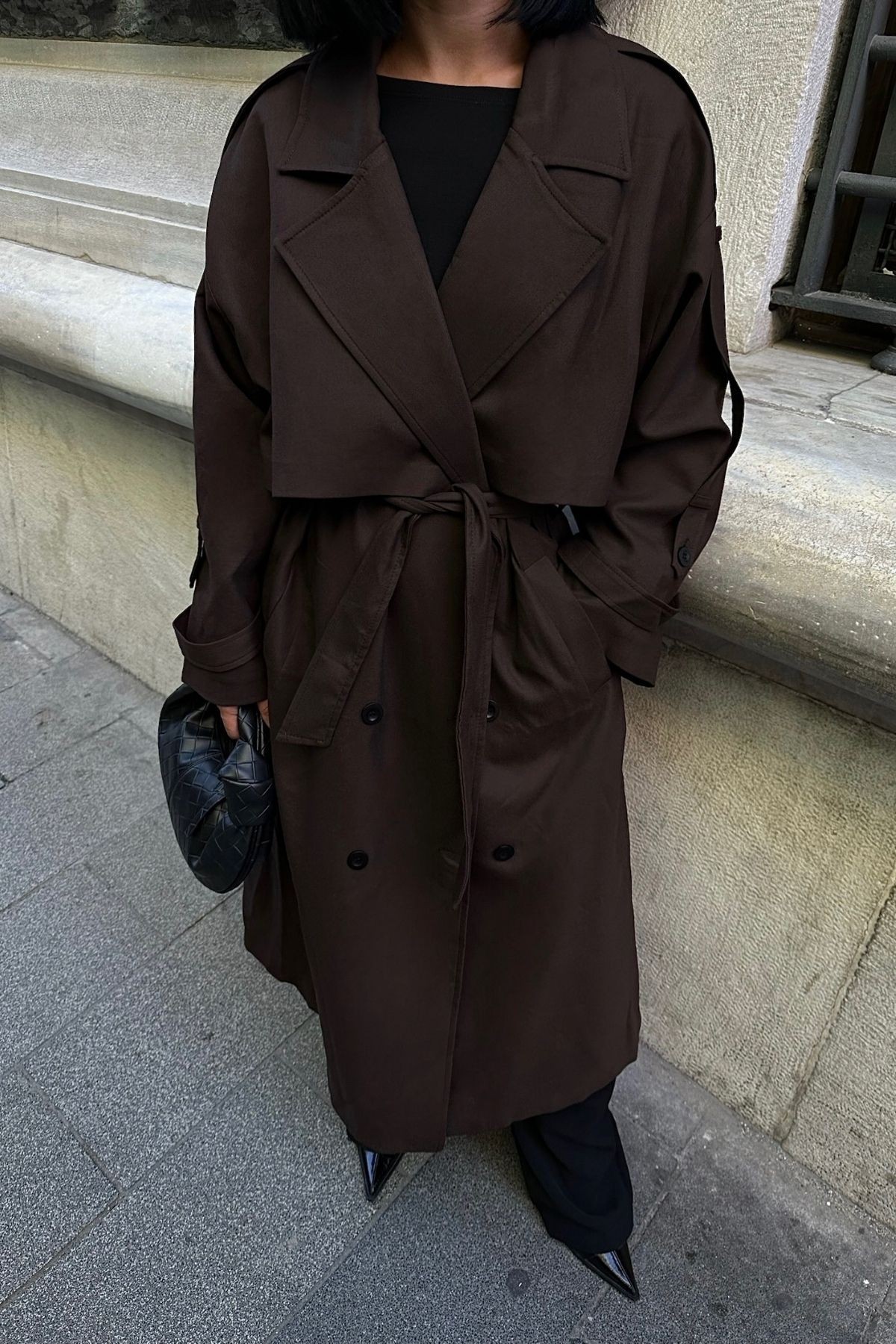Oversize Premium Uzun Kadın Trençkot