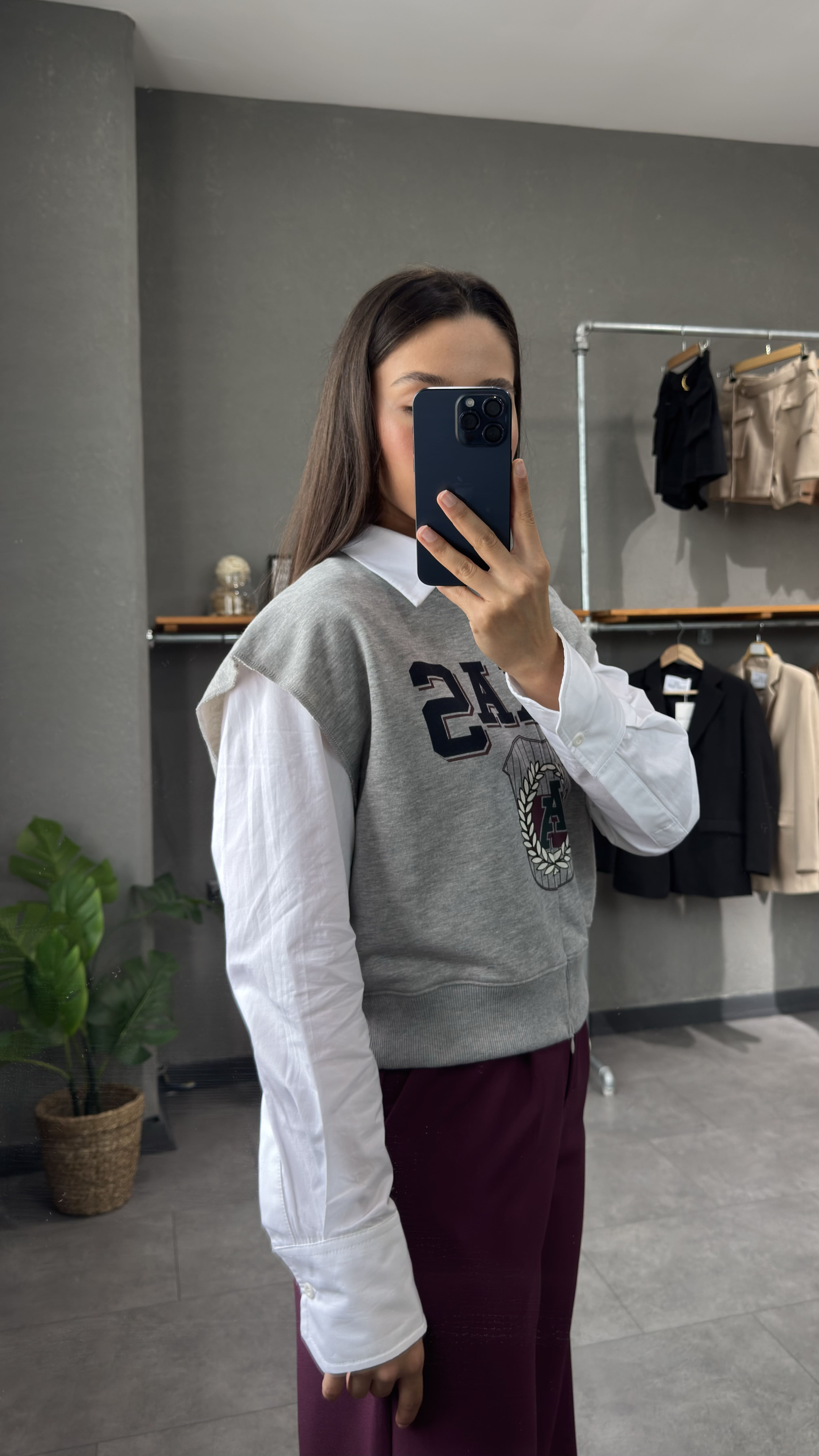Baskı Detaylı Kolsuz Sweatshirt