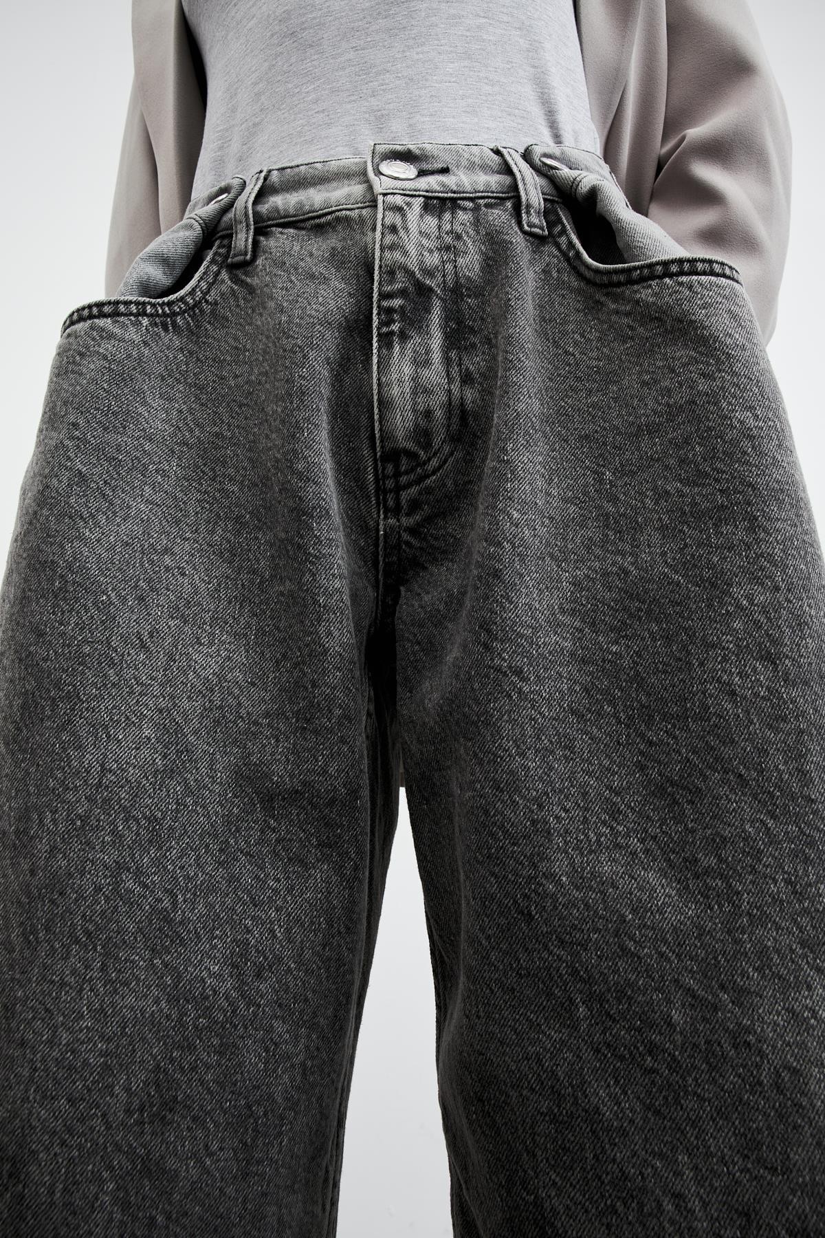 Beli Düğmeli Franky Kadın Füme Jean
