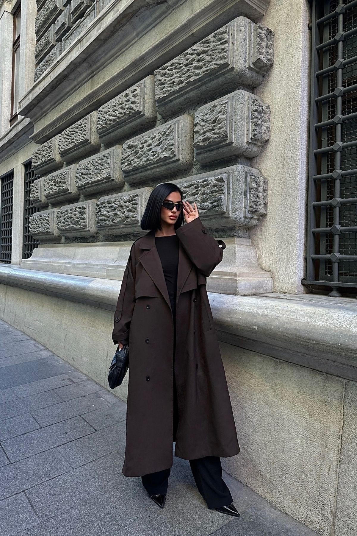 Oversize Premium Uzun Kadın Trençkot