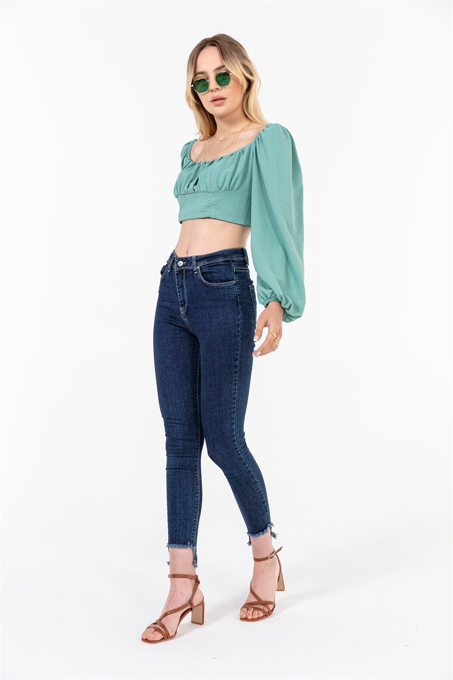 Drape Detaylı Büstiyer Mint Yeşili