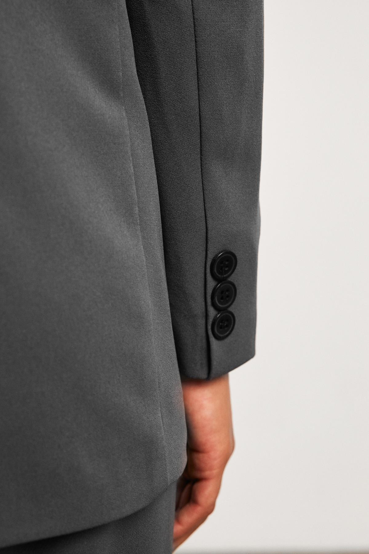 Loose Fit Feminen Antrasit Kadın Blazer Ceket
