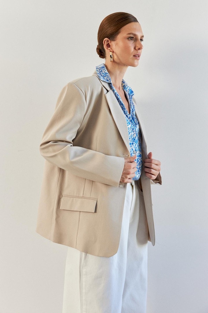 Vatkalı Oversize Taş Kadın Blazer Ceket