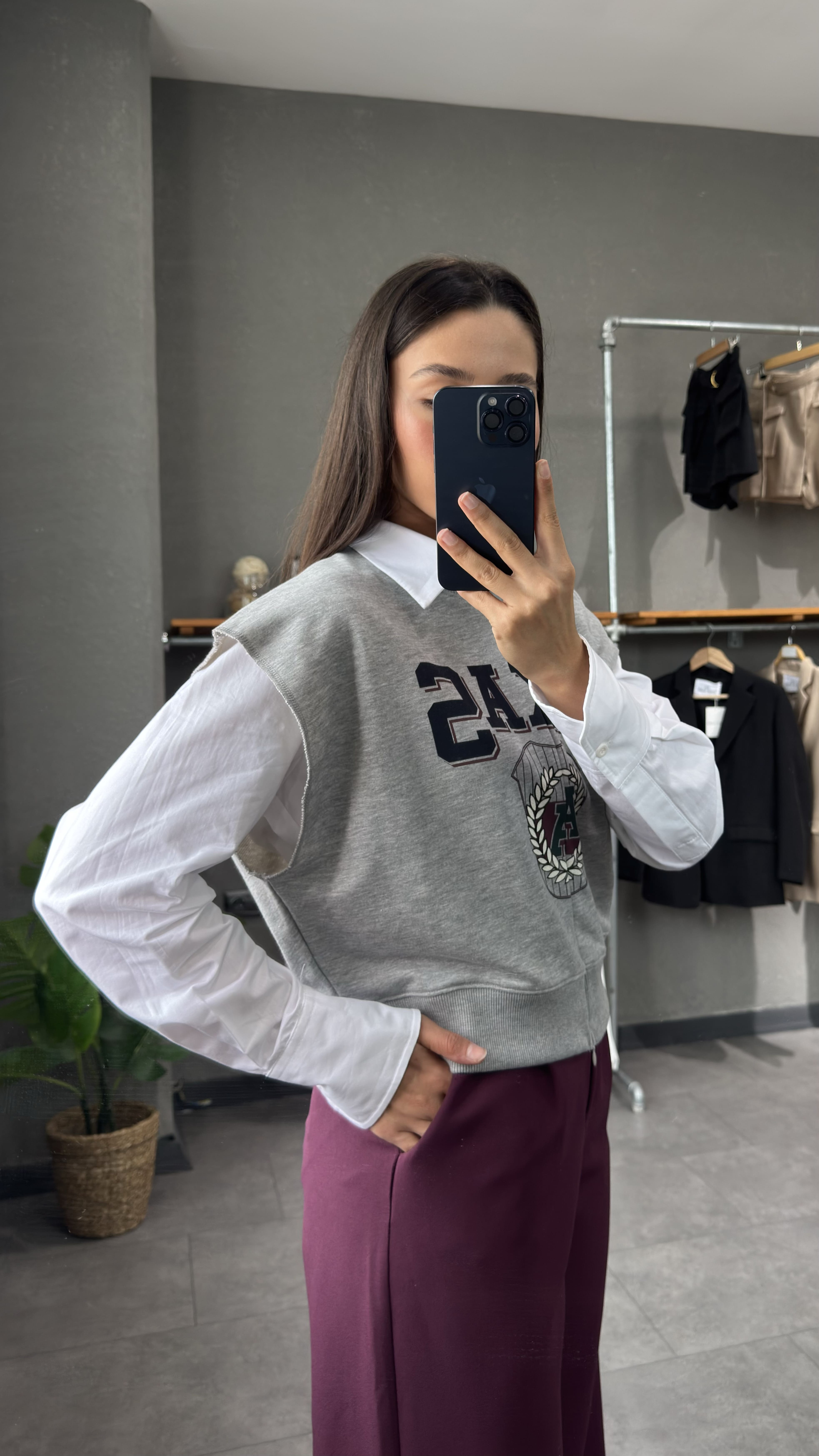 Baskı Detaylı Kolsuz Sweatshirt