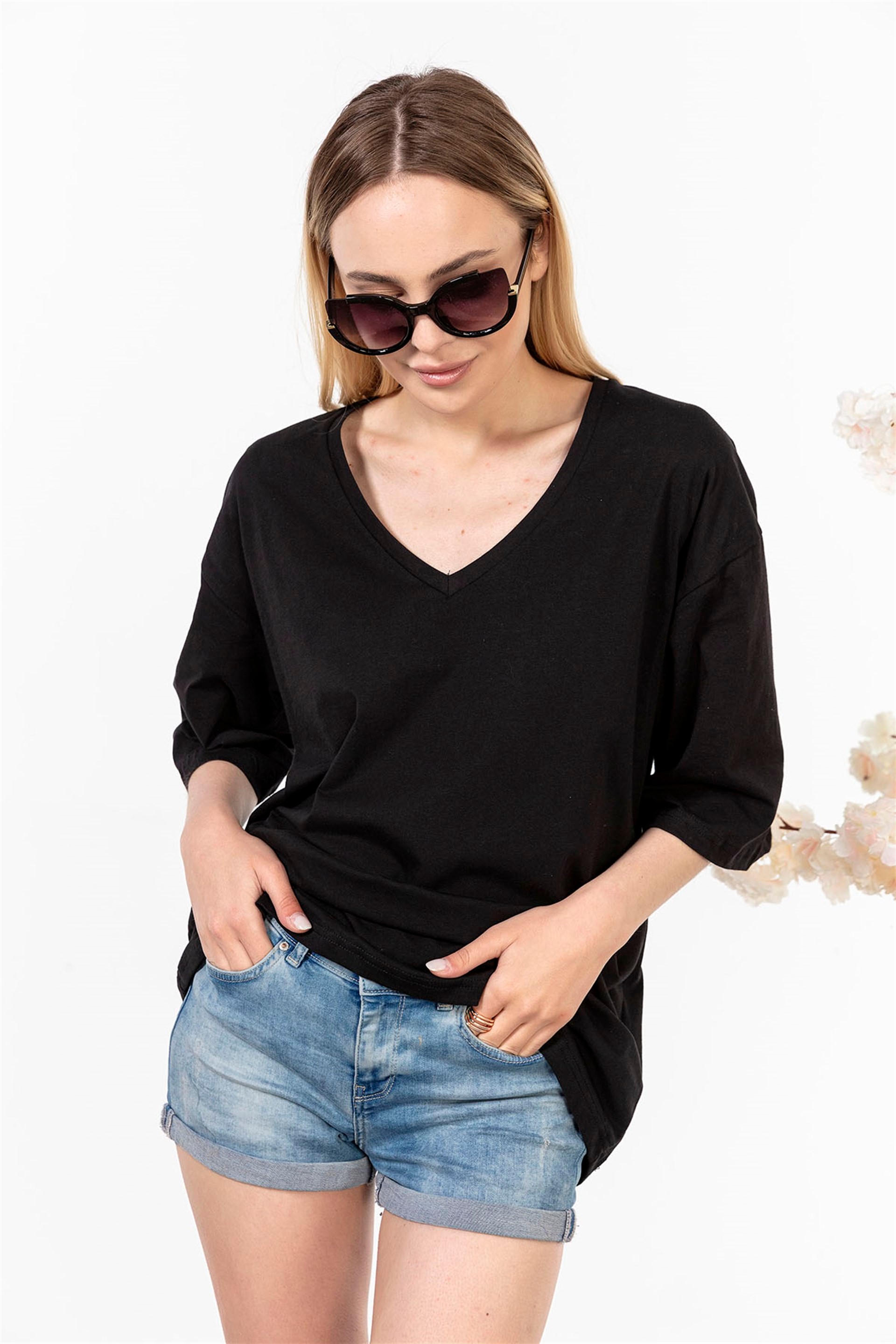 V Yaka Oversize T-shirt