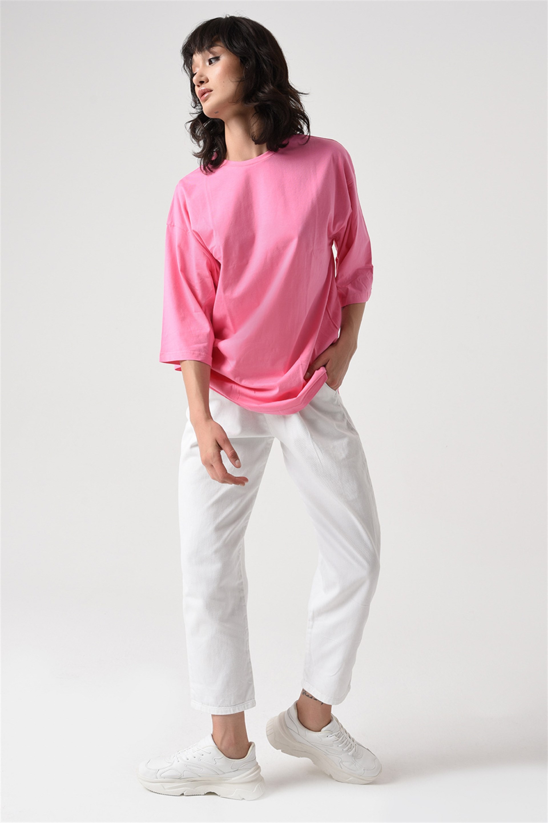 Oversize T-shirt Şeker Pembe