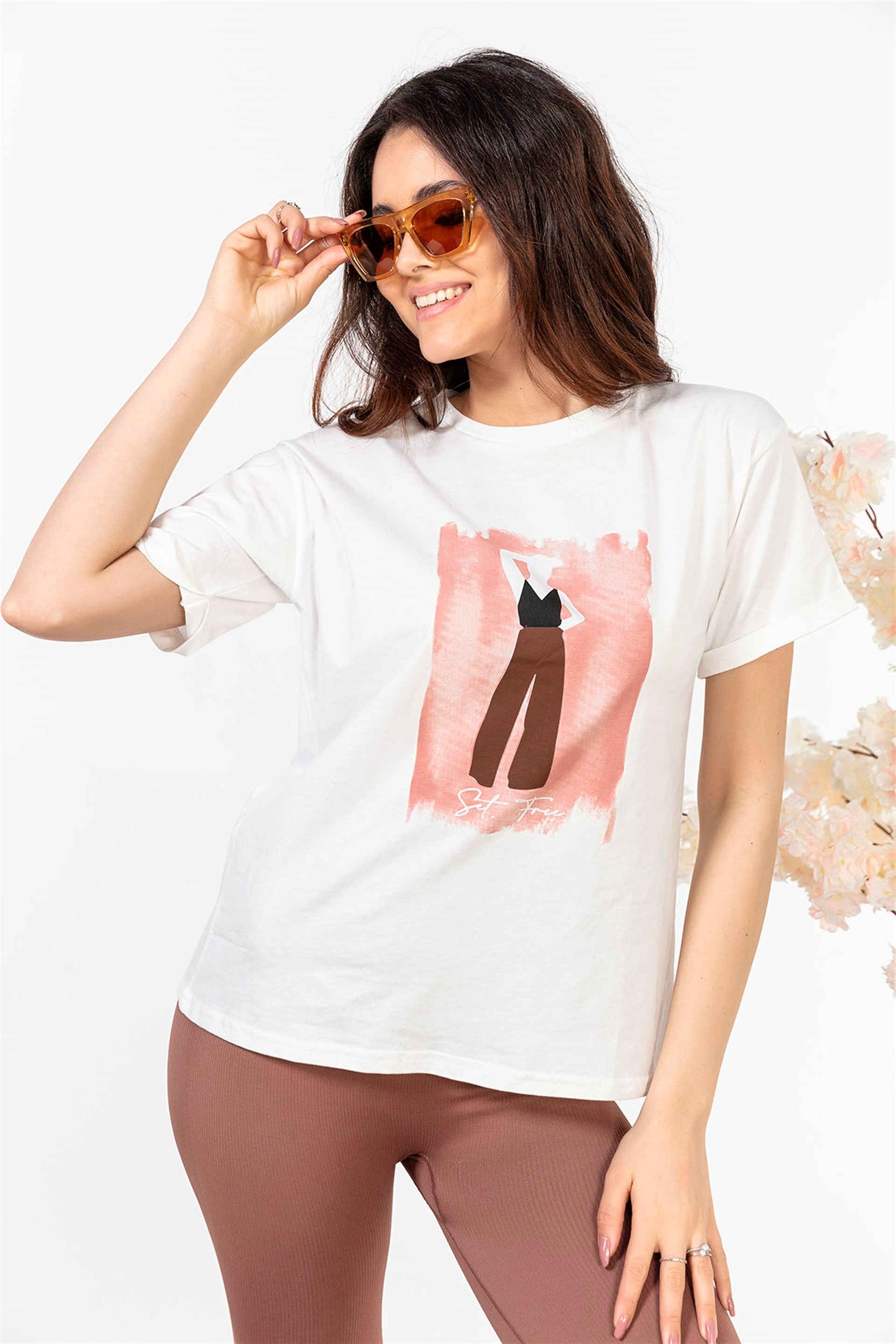 Beyaz Baskılı T-shirt