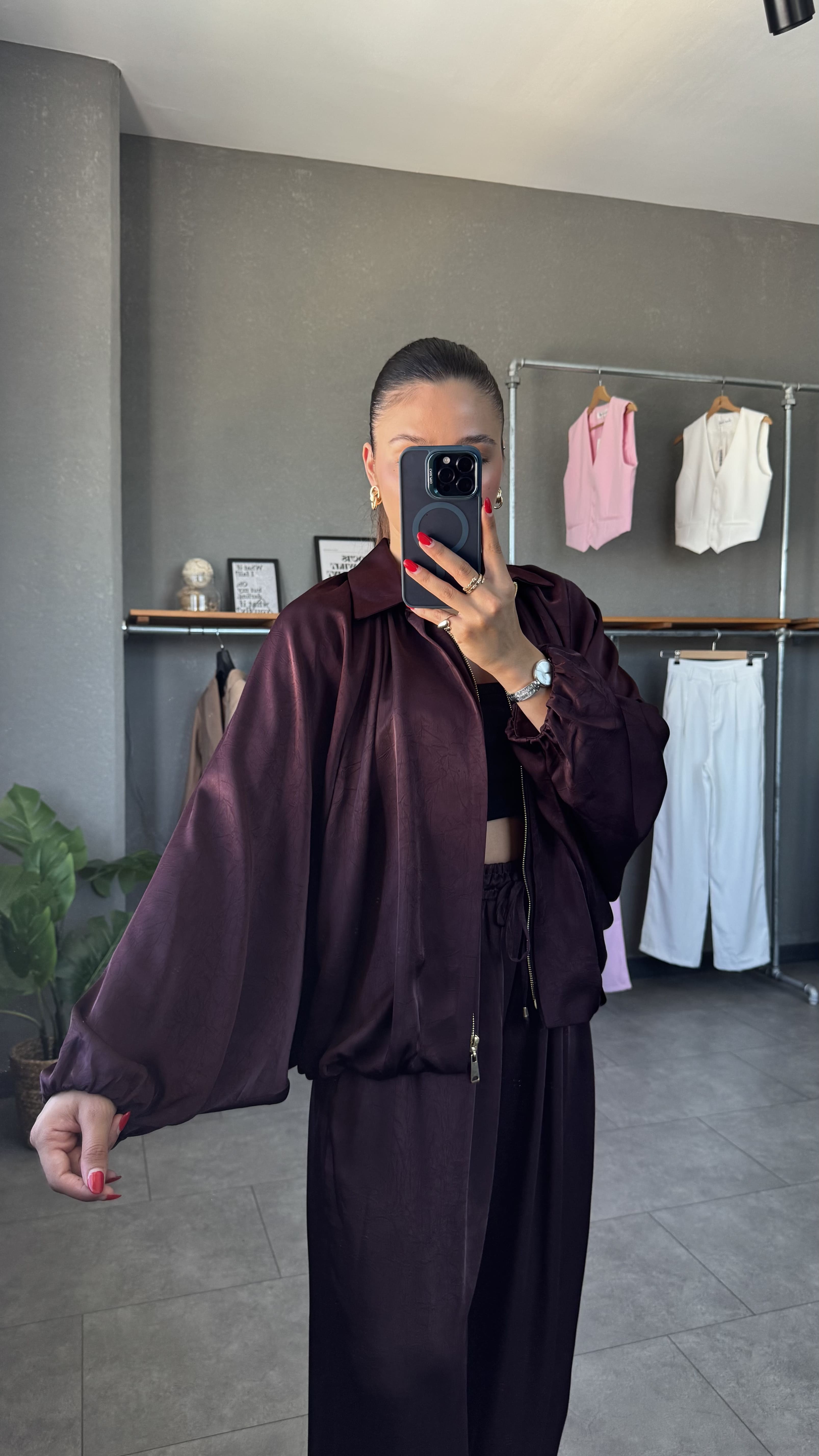 Saten Bomber Ceket