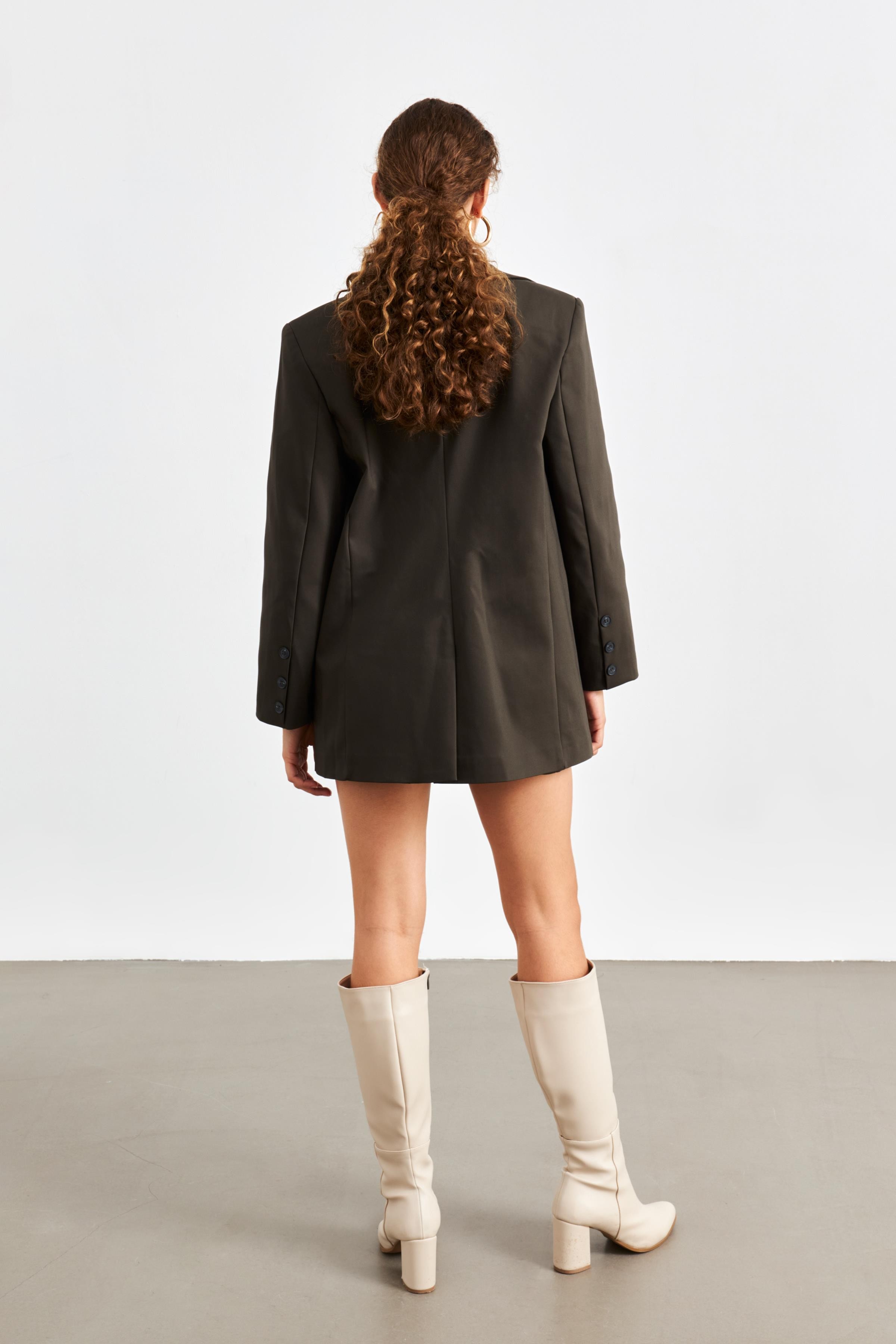 Oversize Haki Kadın Blazer Ceket