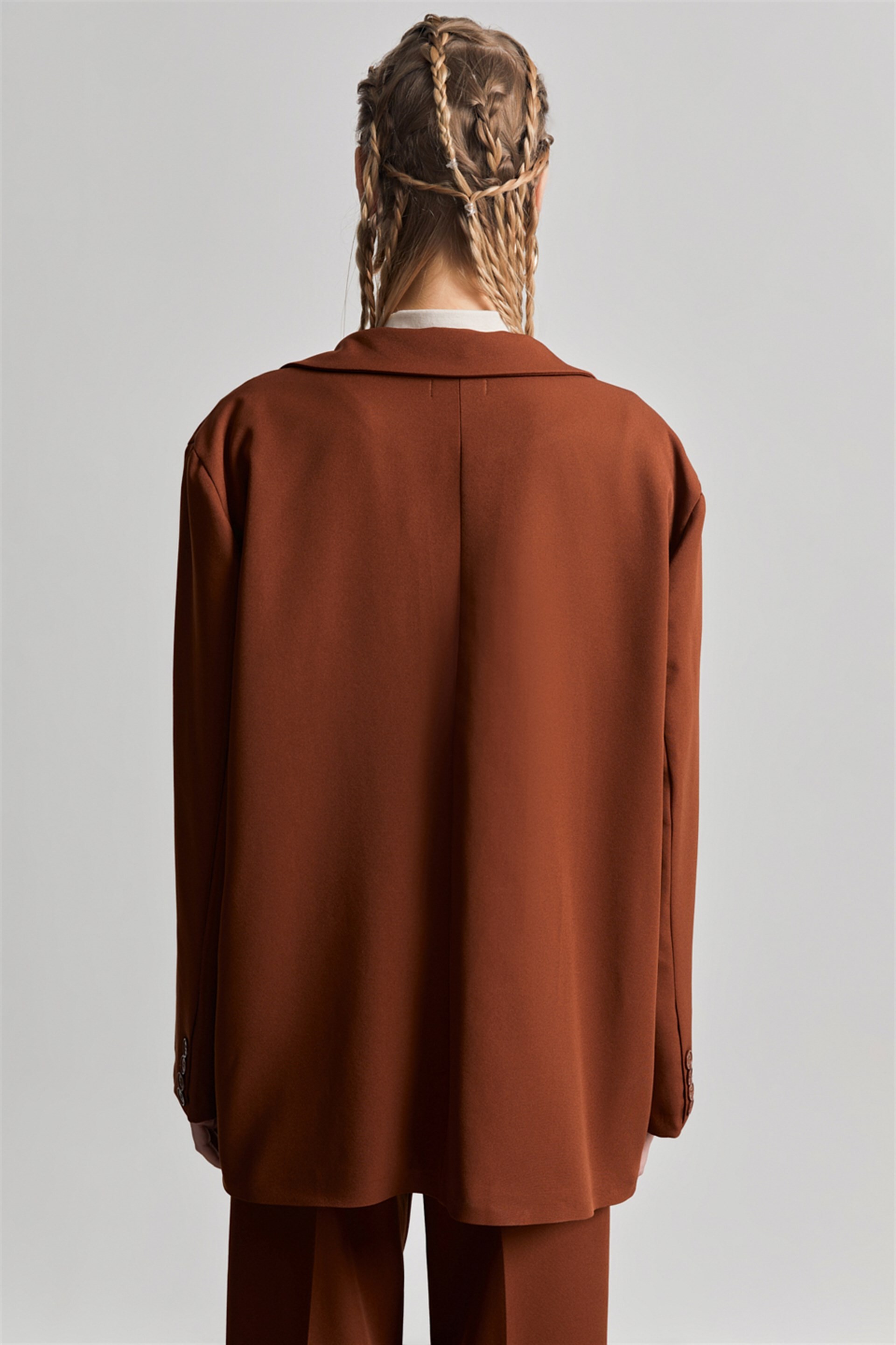 Kadın Kahve Oversize Blazer Ceket