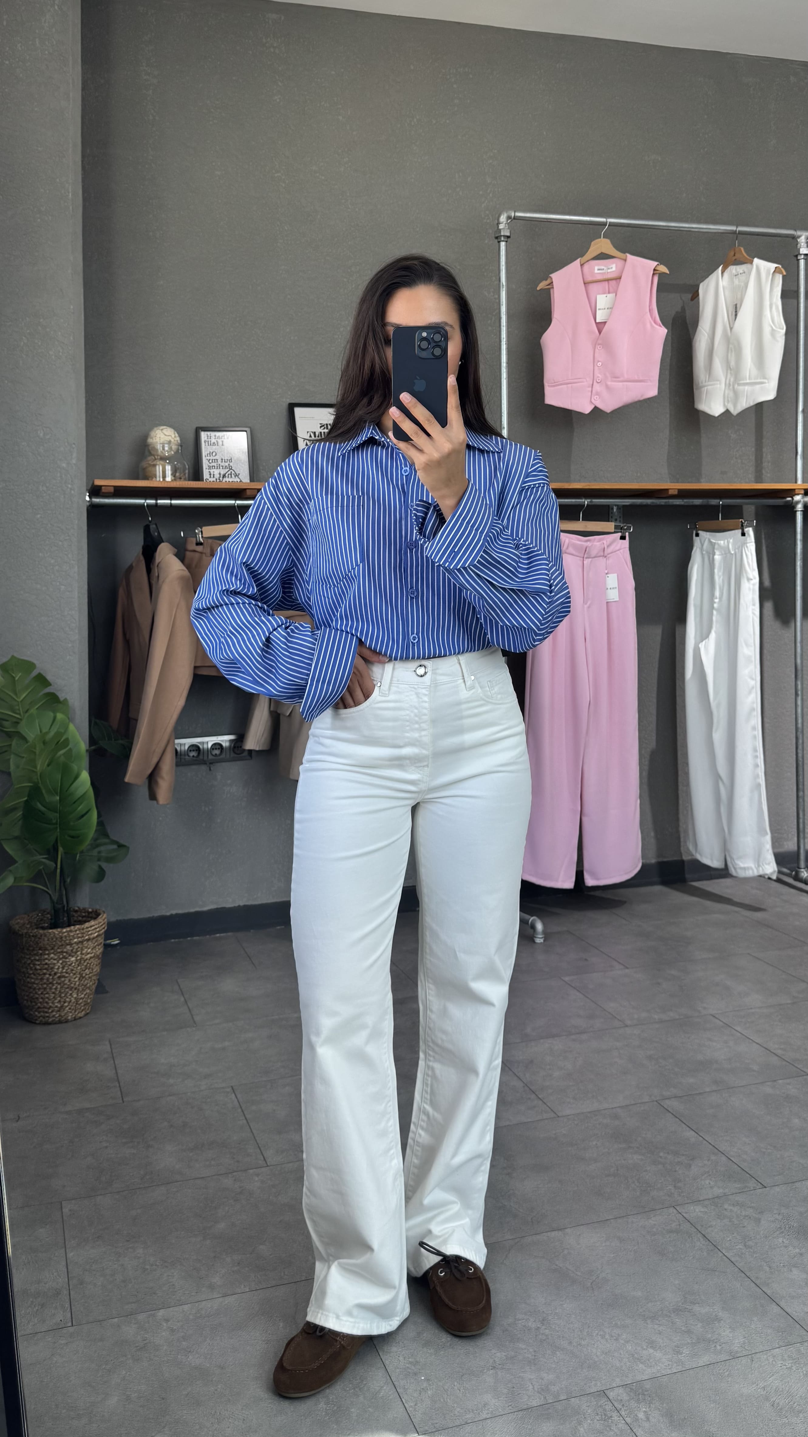 Yüksek Bel Wide Leg Beyaz Kadın Jean