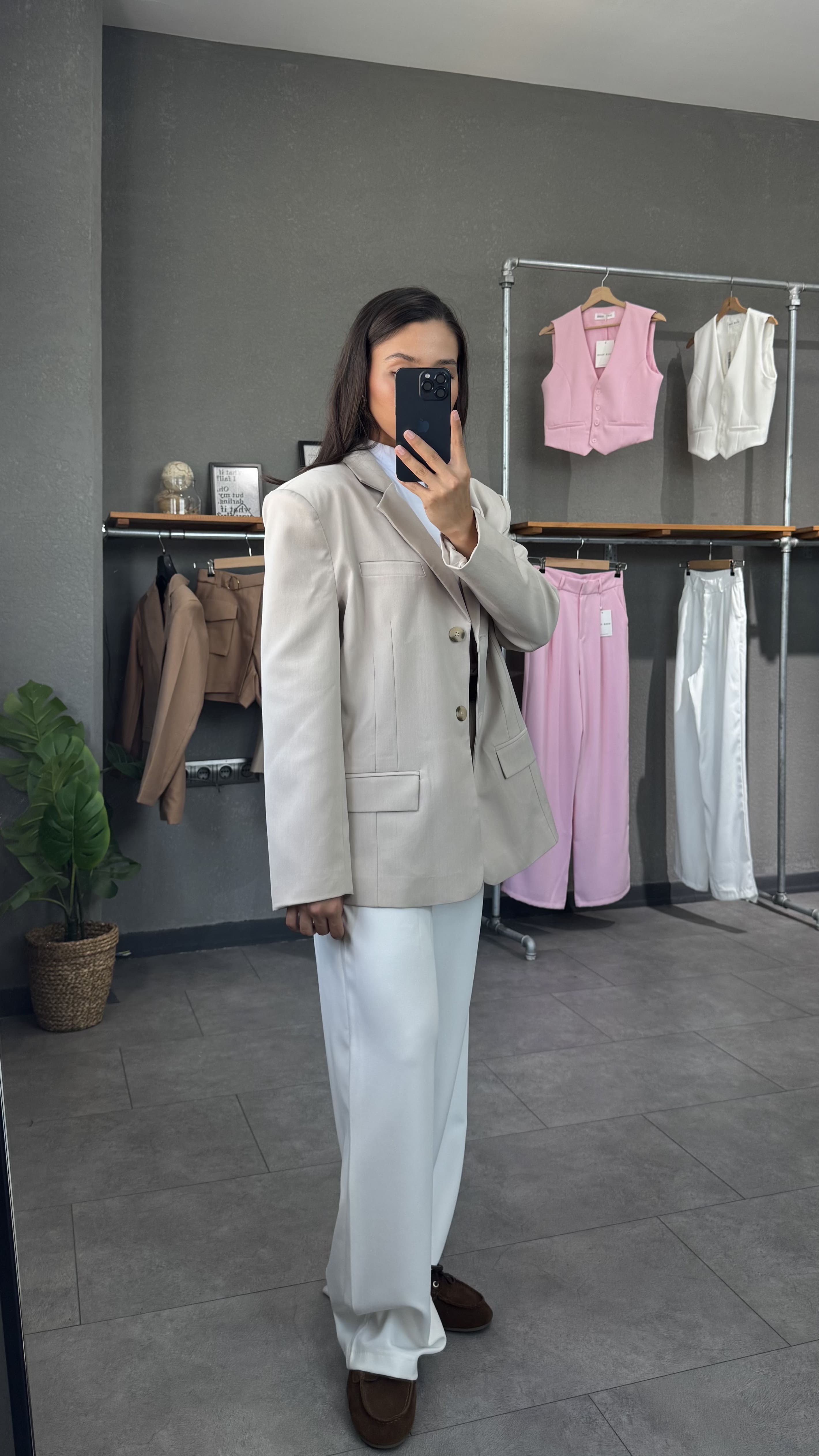 Vatkalı Oversize Taş Kadın Blazer Ceket