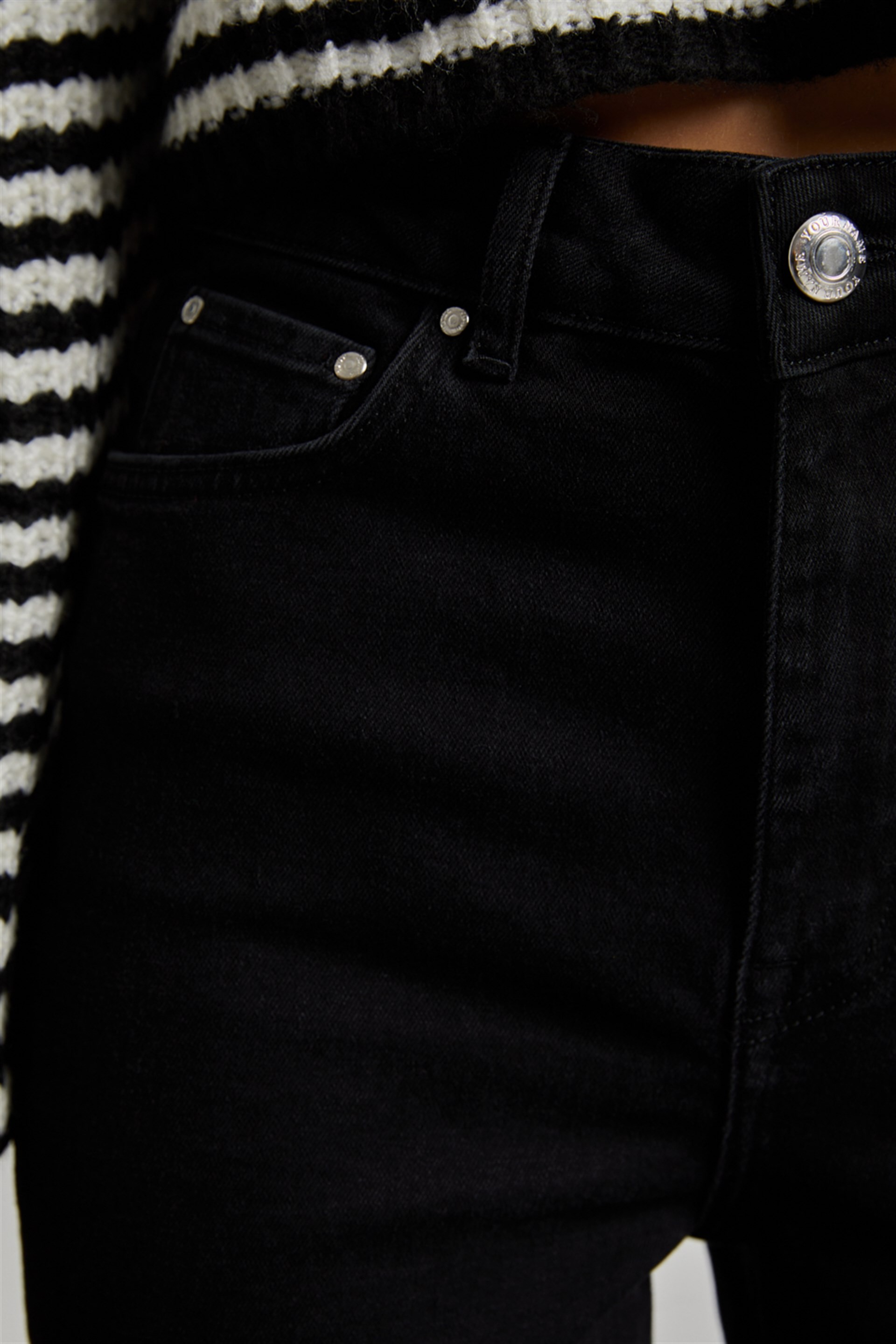 Kadın Siyah Yüksek Bel Wide Leg Signature Jean