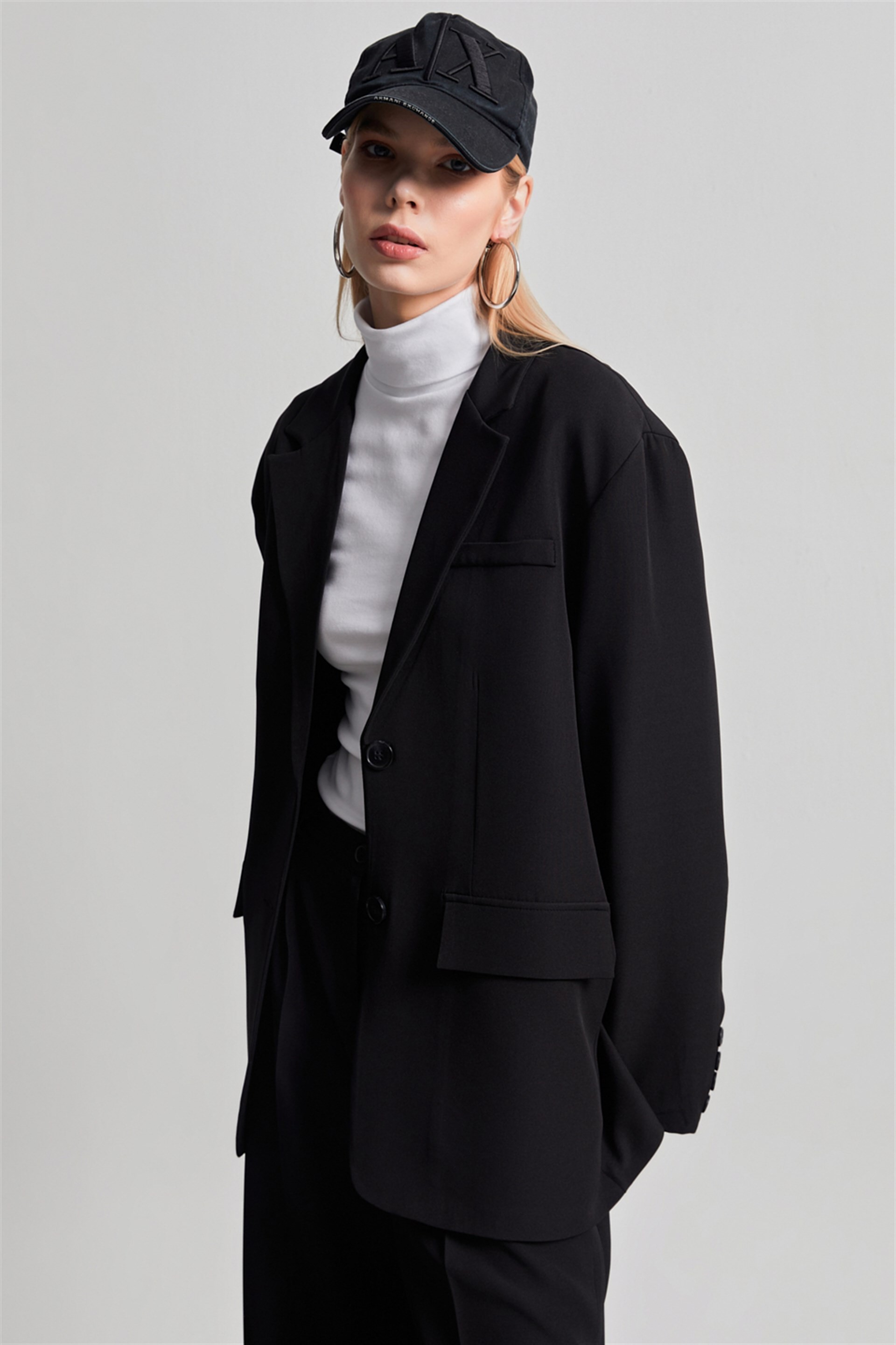 Kadın Siyah Oversize Blazer Ceket