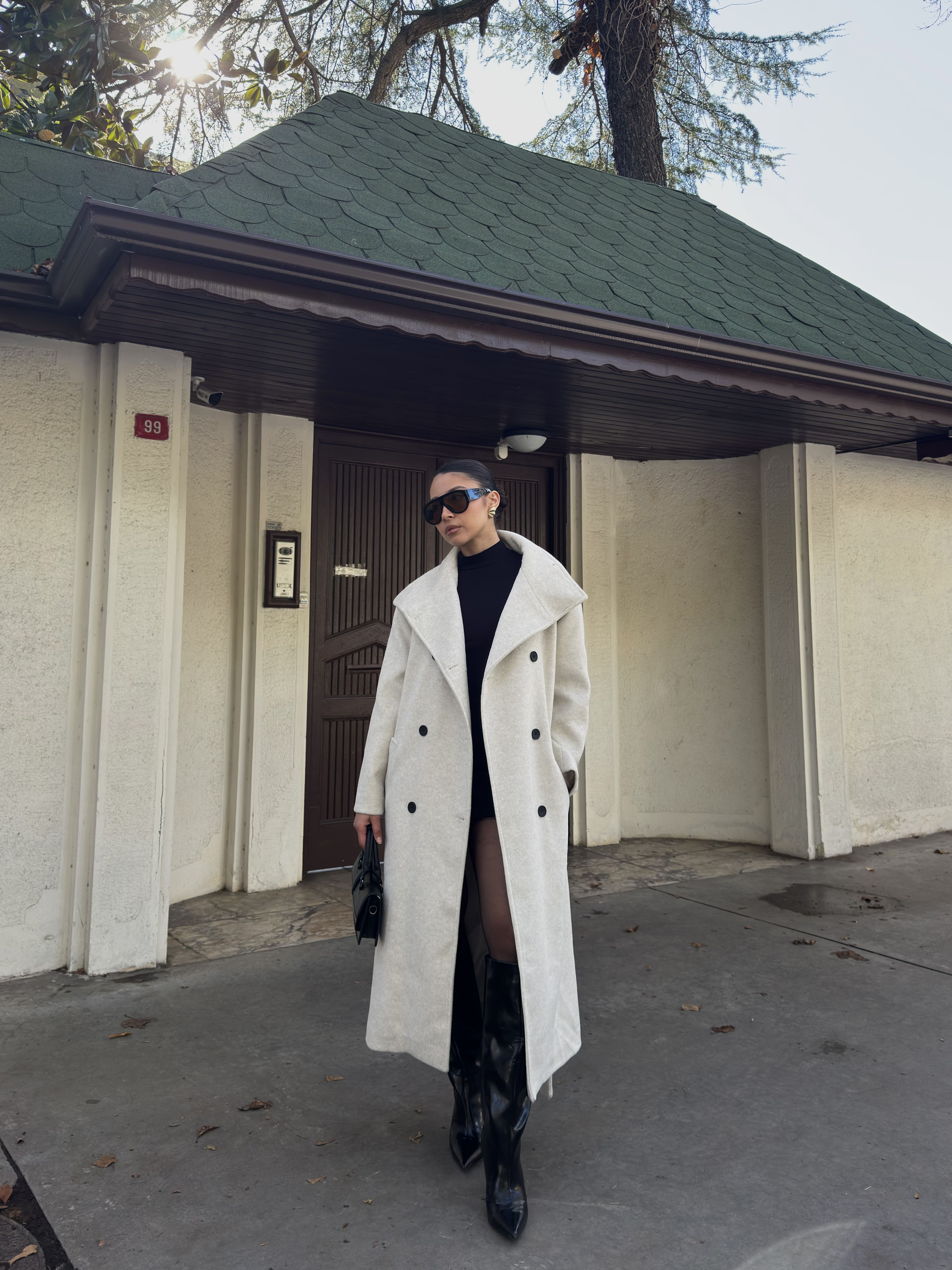 Dik Yaka Kaşe Kaban - Taş