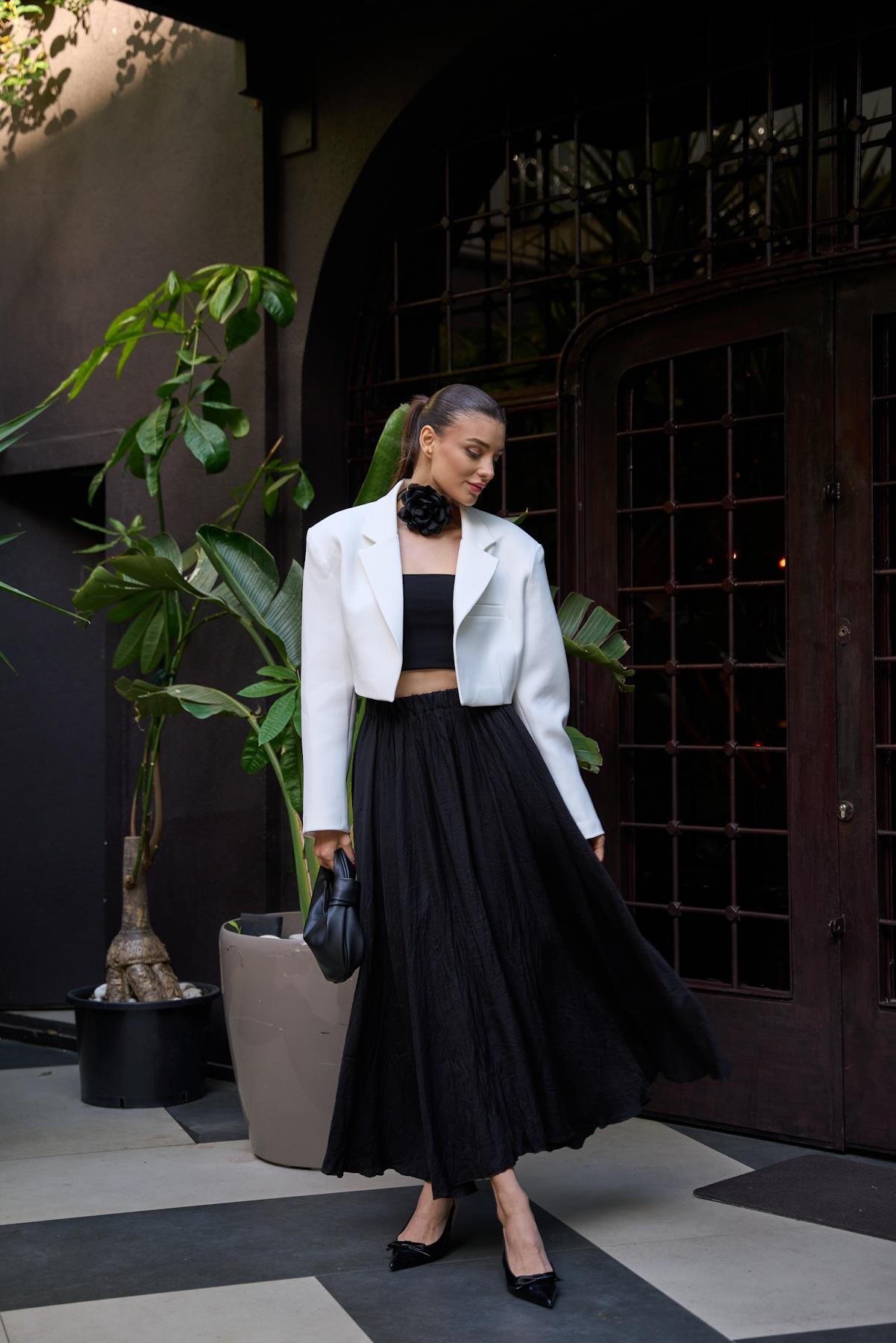 Straplez Siyah Kadın Crop Top