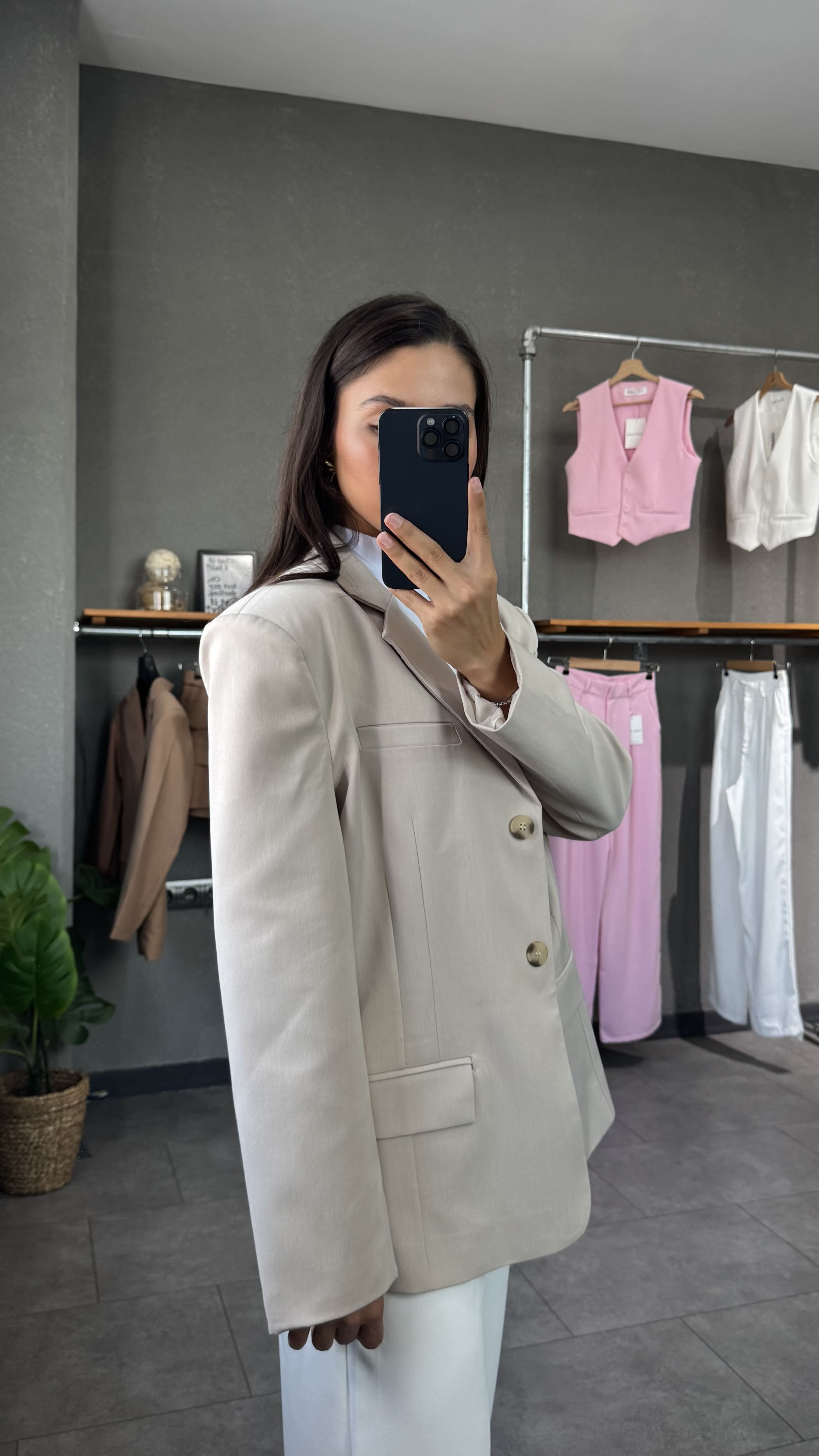 Vatkalı Oversize Taş Kadın Blazer Ceket
