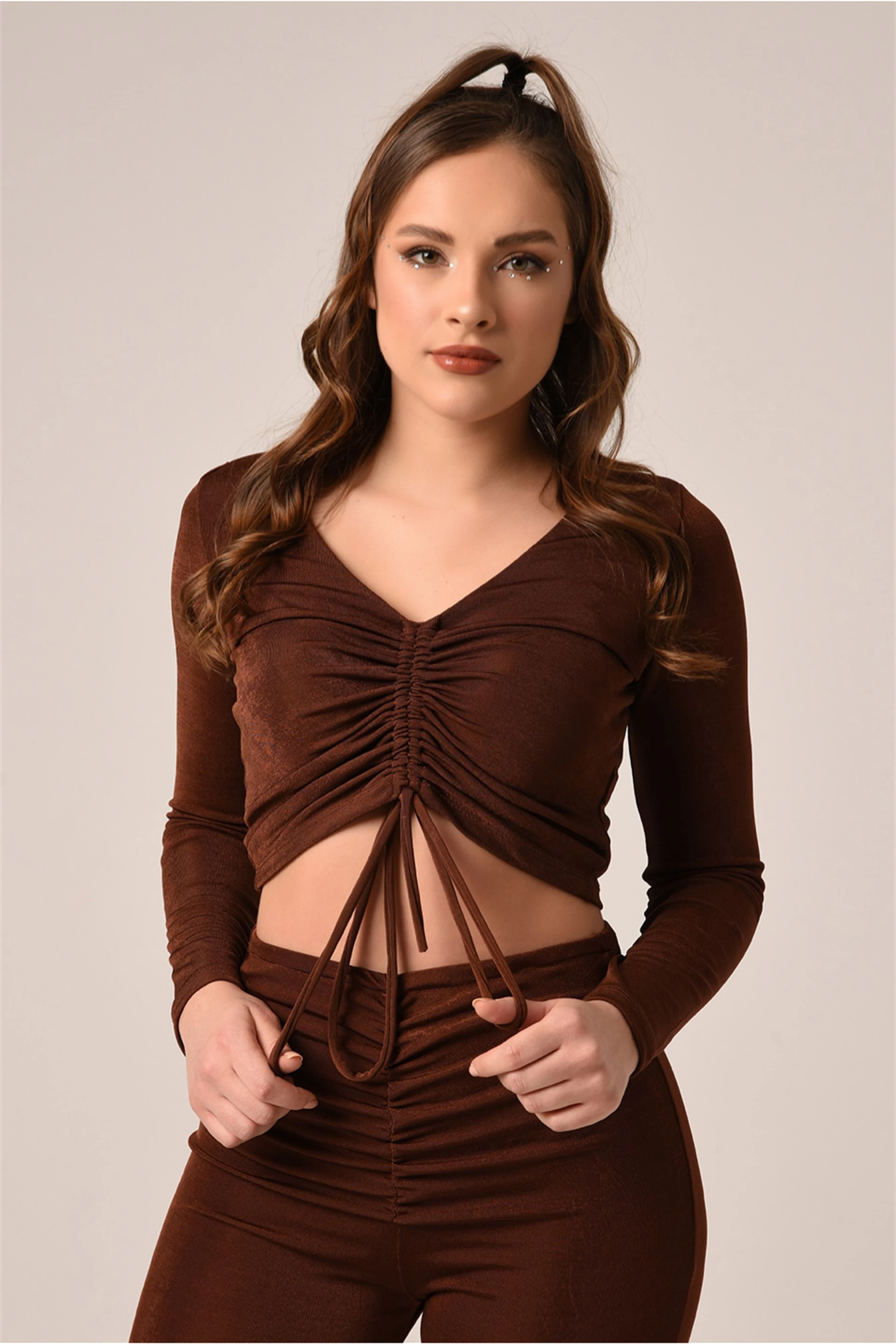 Büzgülü Crop Bluz