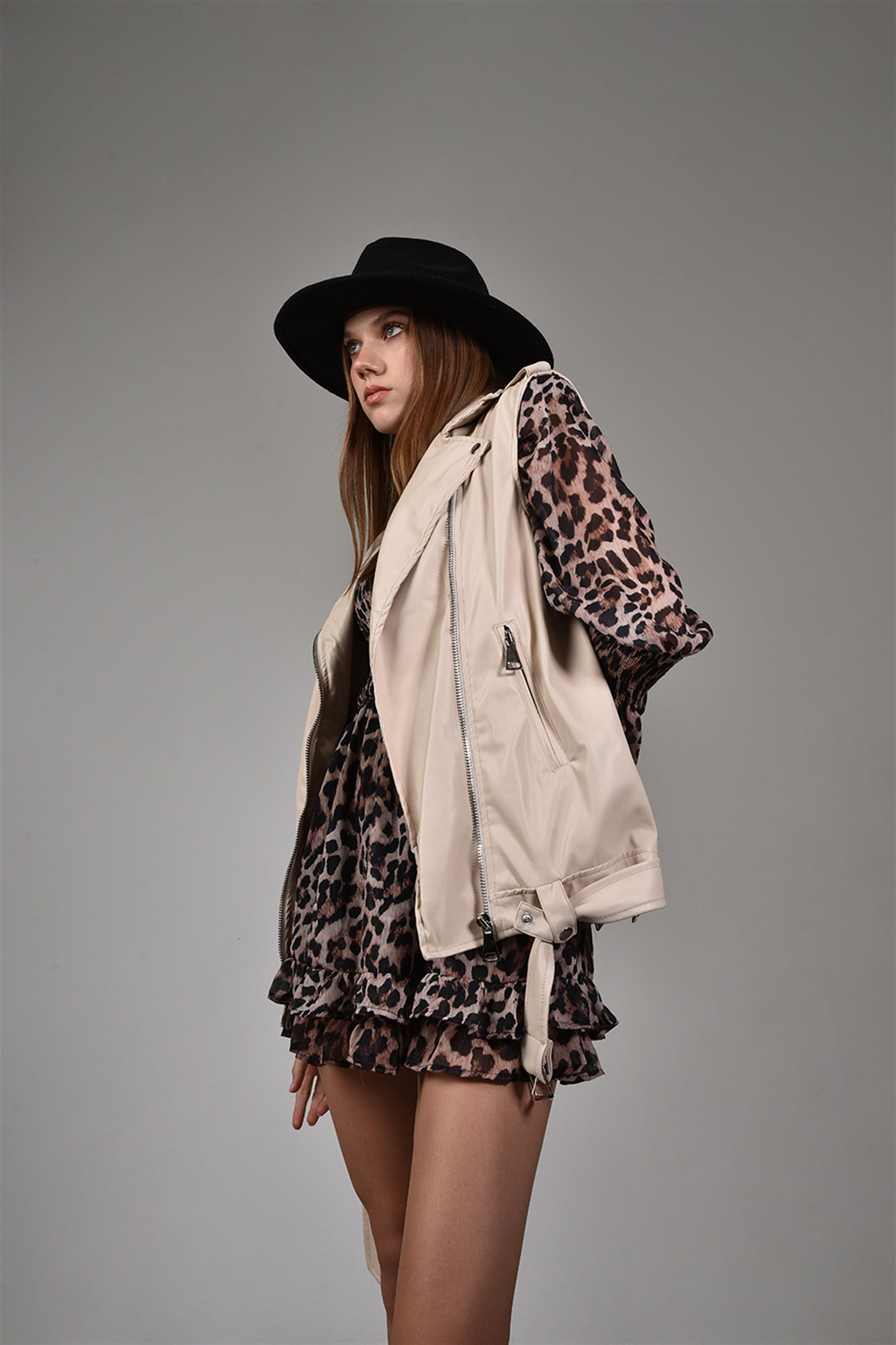 Kadın Deri Oversize Yelek