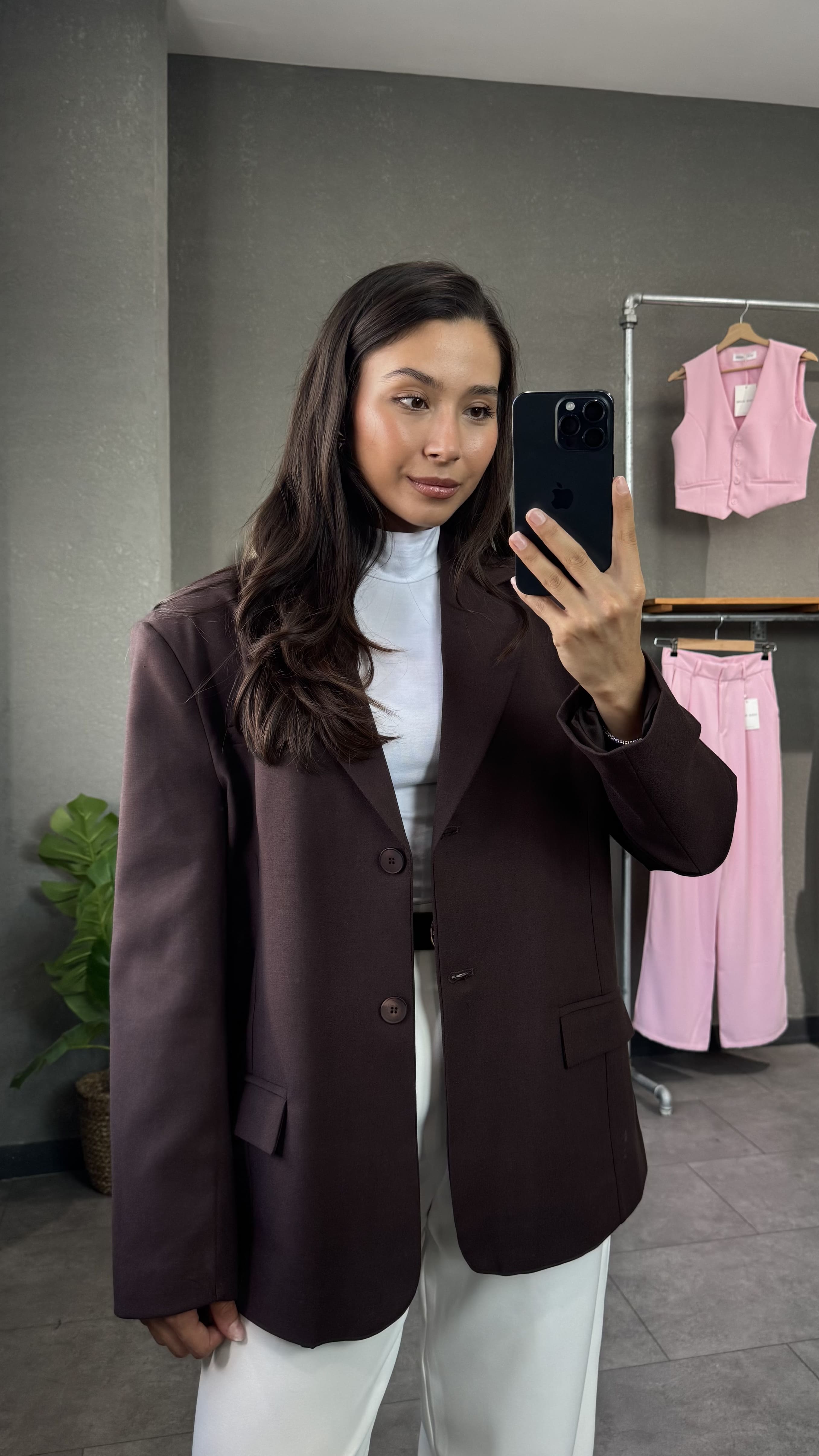 Oversize Kadın Kahve Blazer Ceket