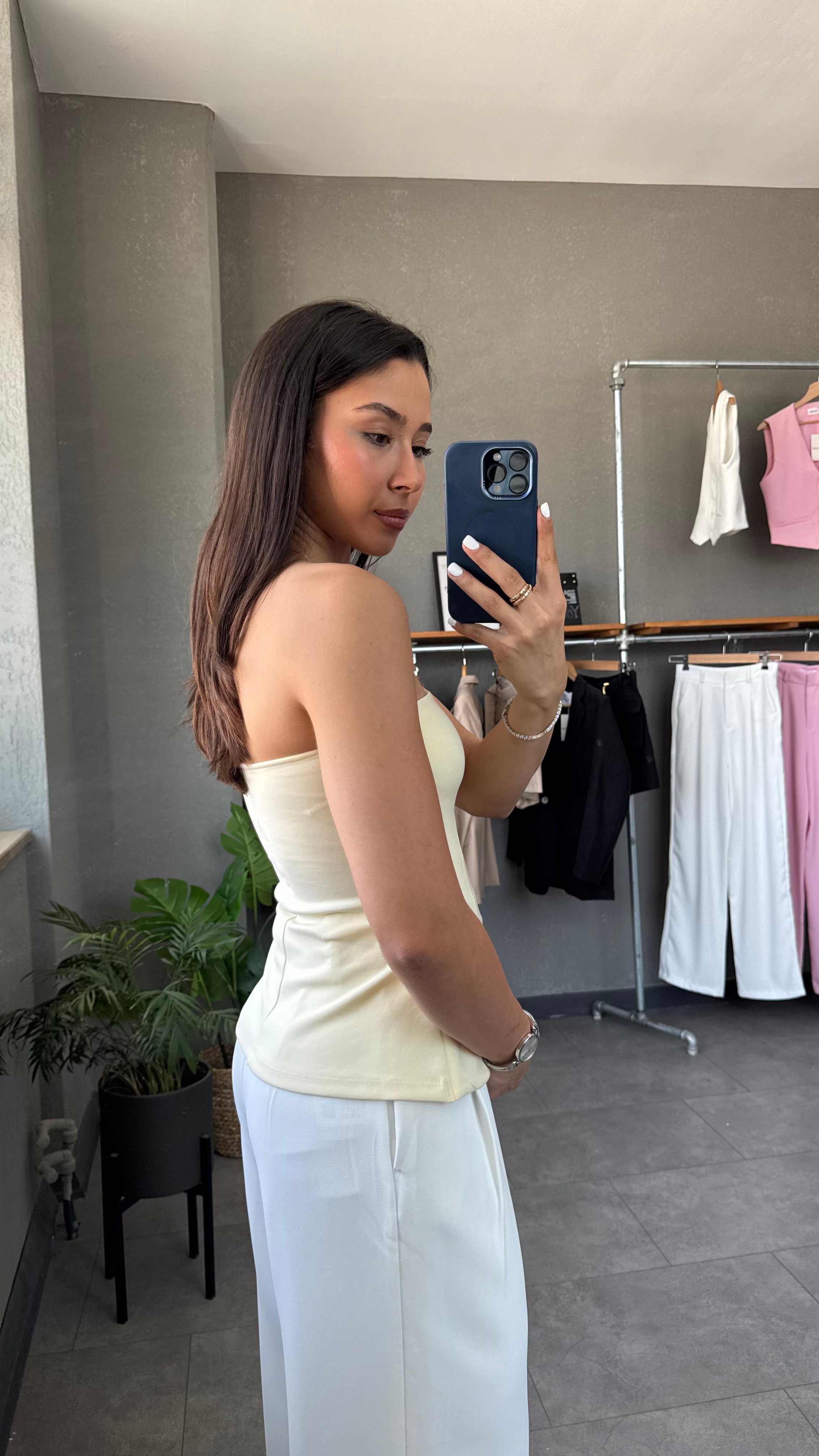 Straplez Peplum Bluz