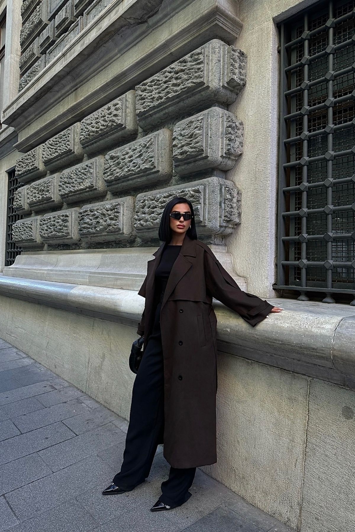 Oversize Premium Uzun Kadın Trençkot