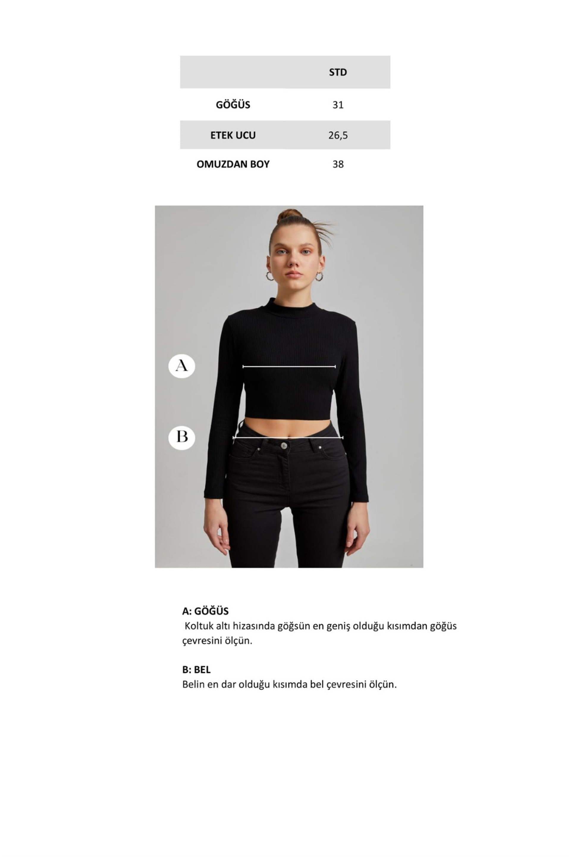 Siyah Çizgili Crop Triko