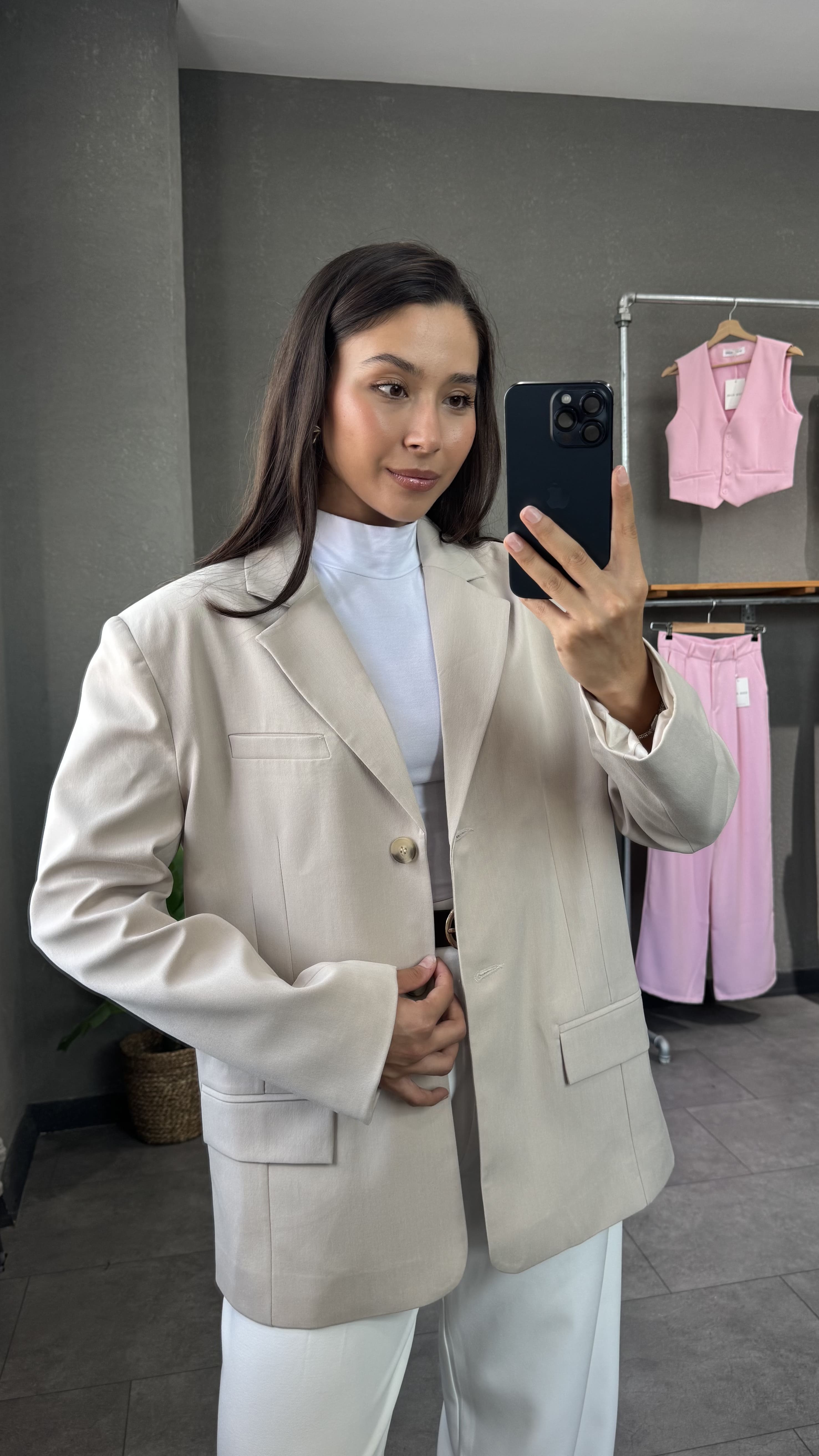 Vatkalı Oversize Taş Kadın Blazer Ceket