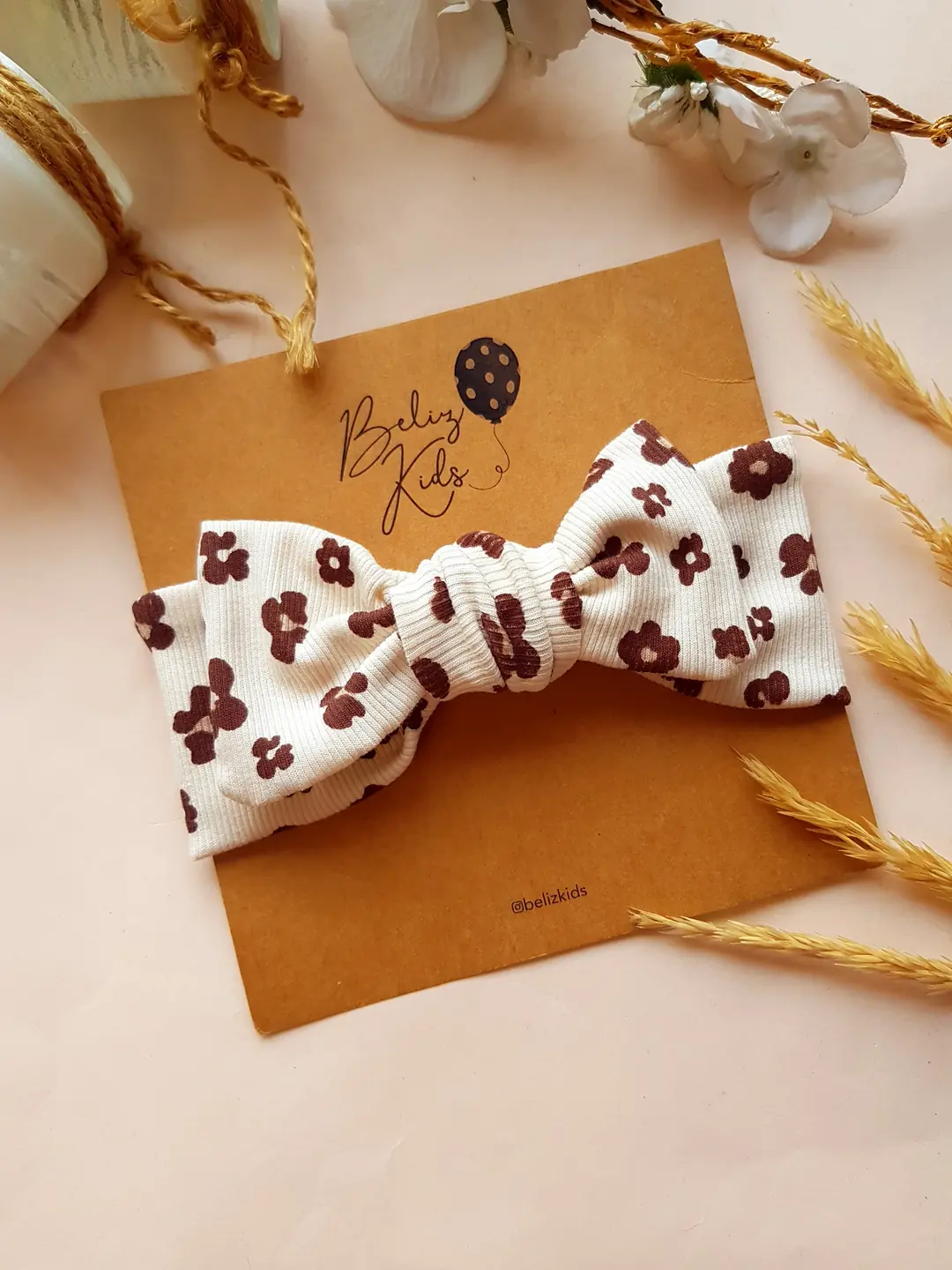 Kahve Çiçek Desen Ribana Bandana