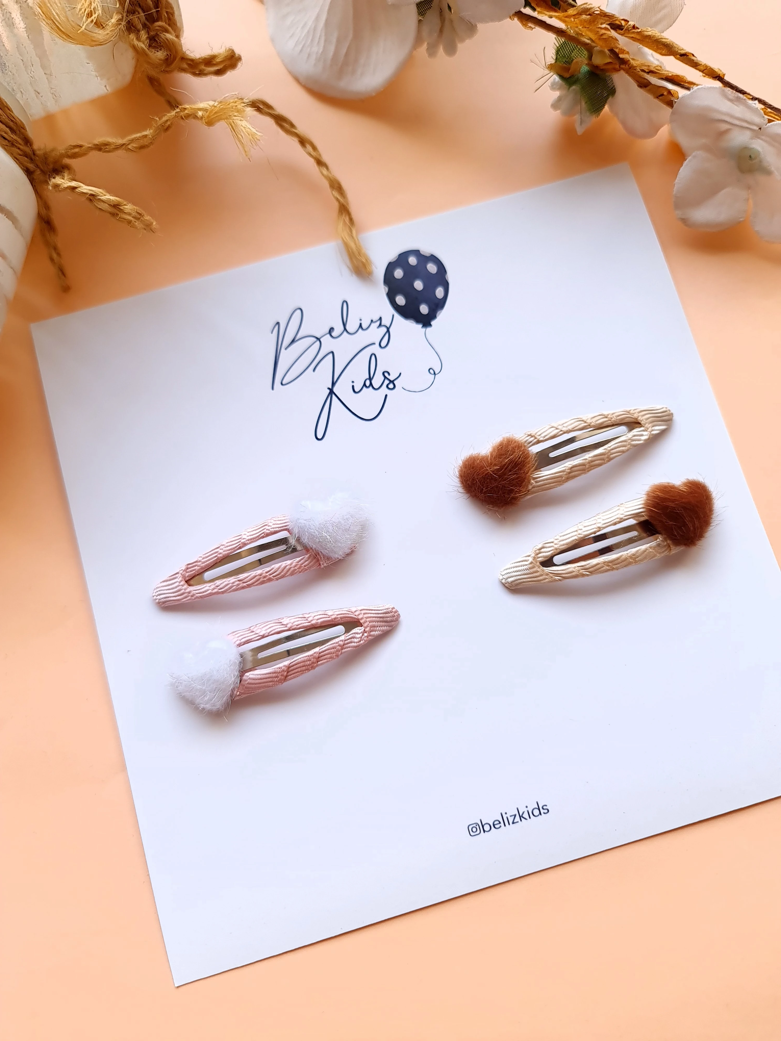 Mini Kalp Çıtçıt Toka Çift