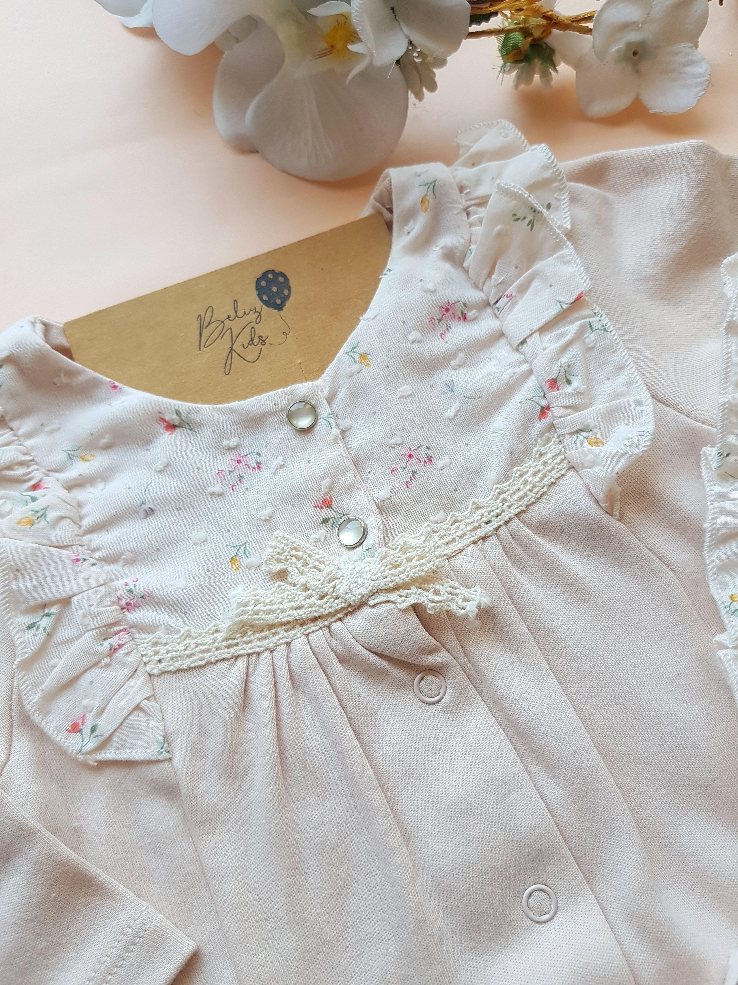 Premium Soft Çiçekli Yenidoğan Üçlü Tulum Set