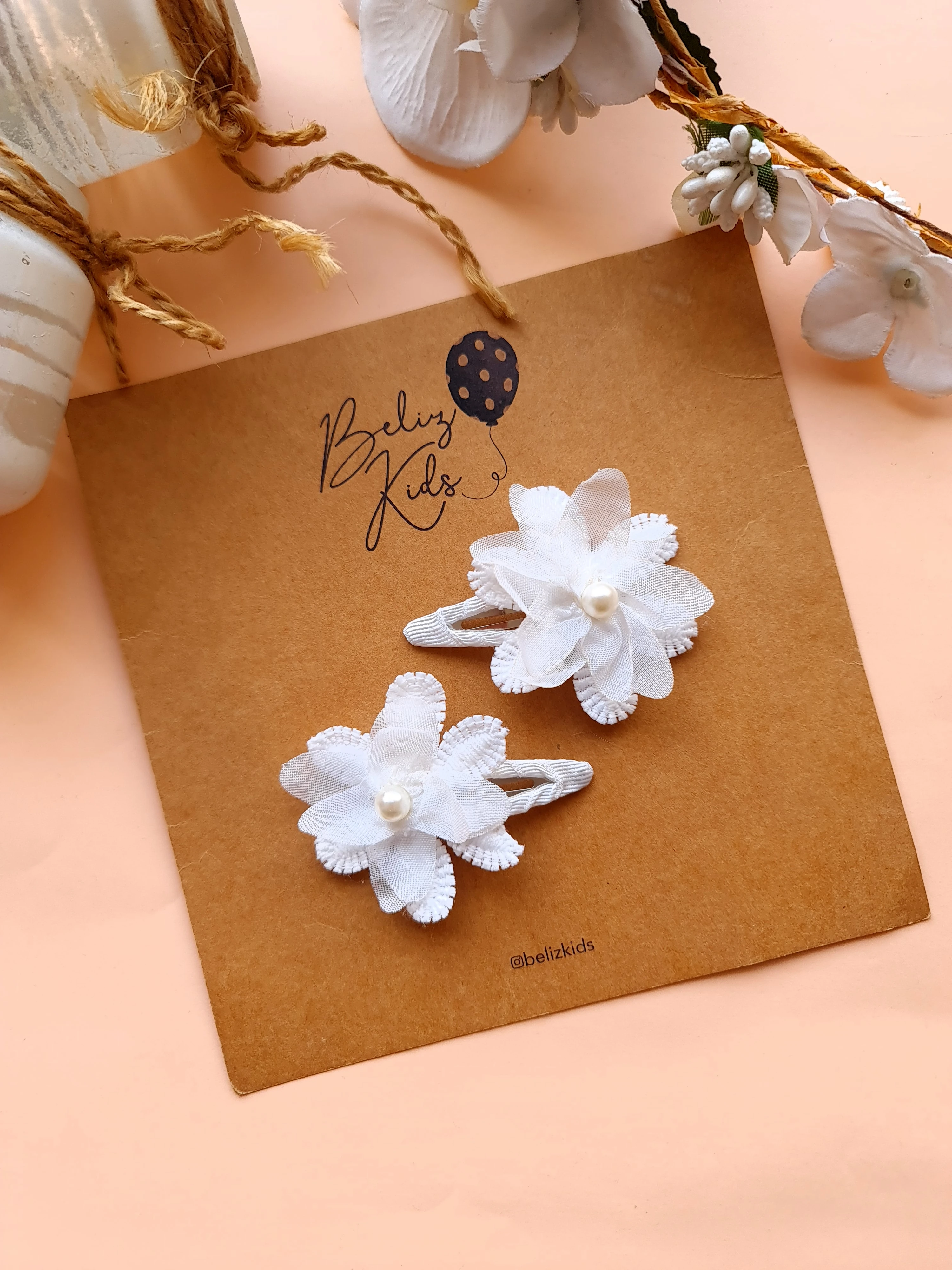 İncili Çiçek Çıtçıt Toka Çift