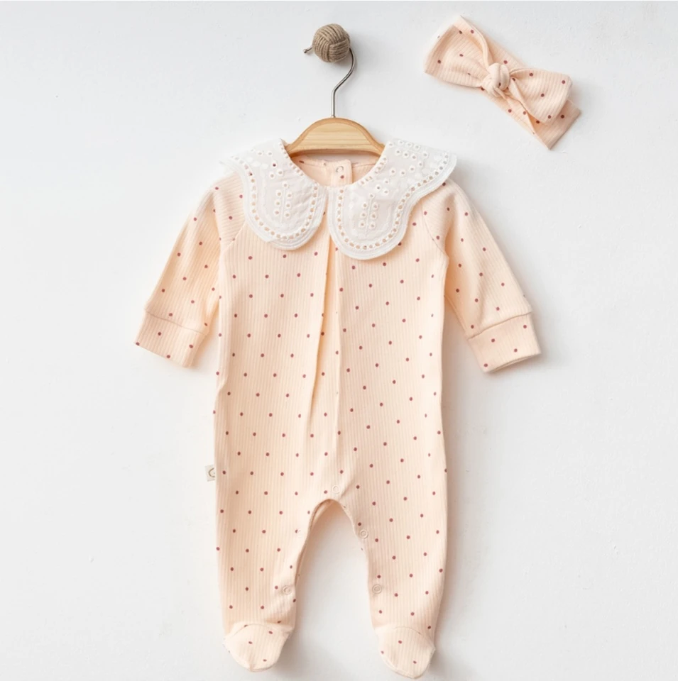 Somon Puantiye Desen Bandanalı Tulum