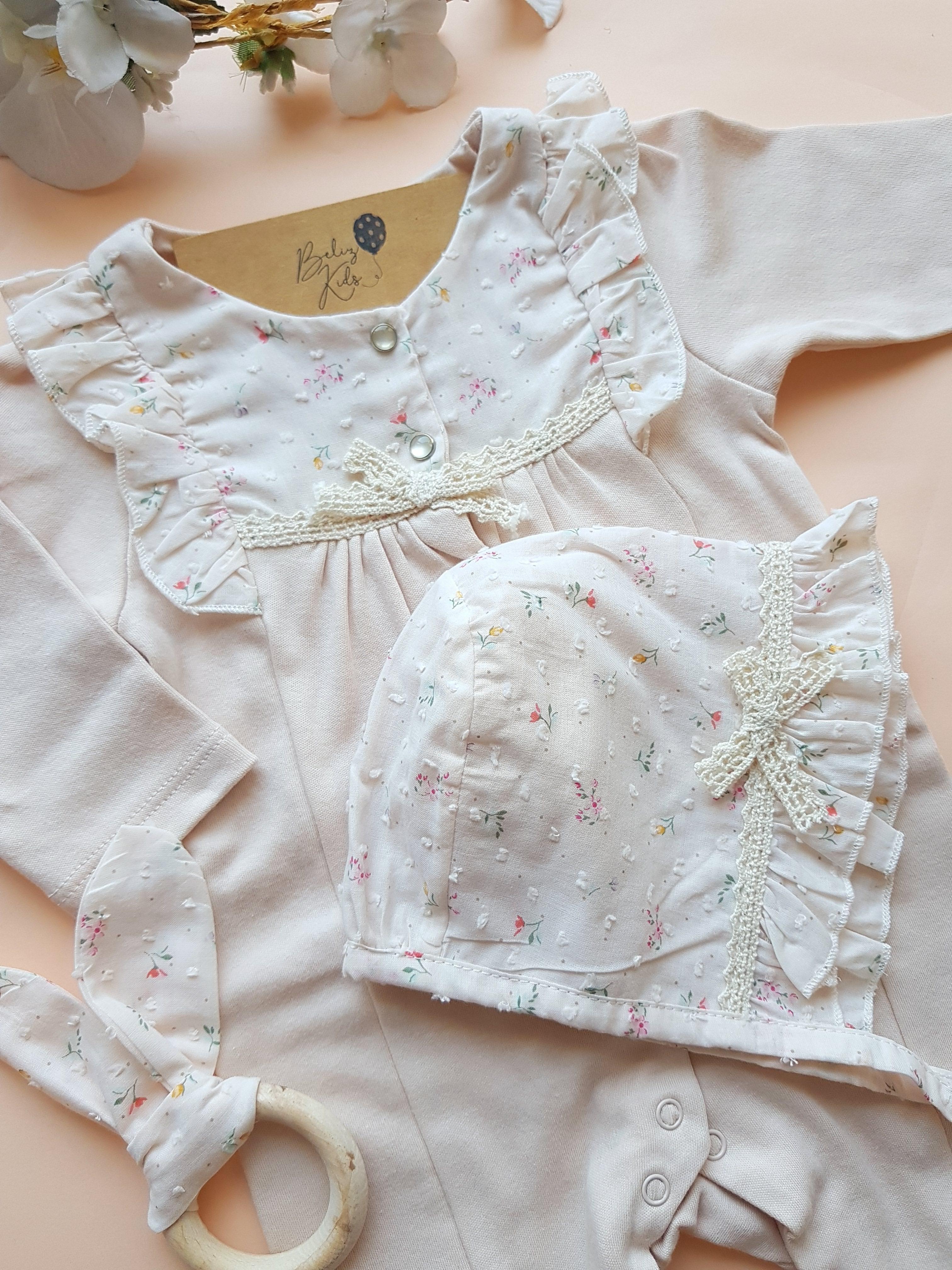 Premium Soft Çiçekli Yenidoğan Üçlü Tulum Set