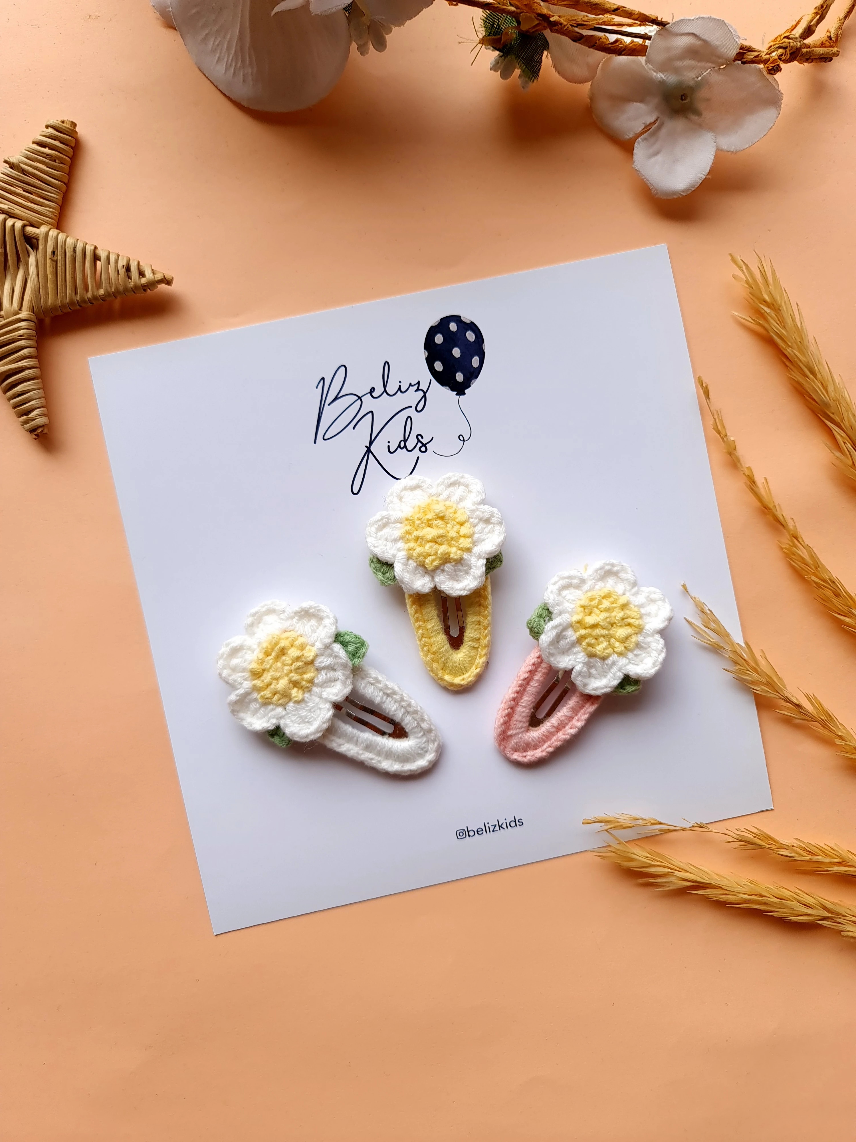 Örgü Papatya Çıtçıt Toka Adet