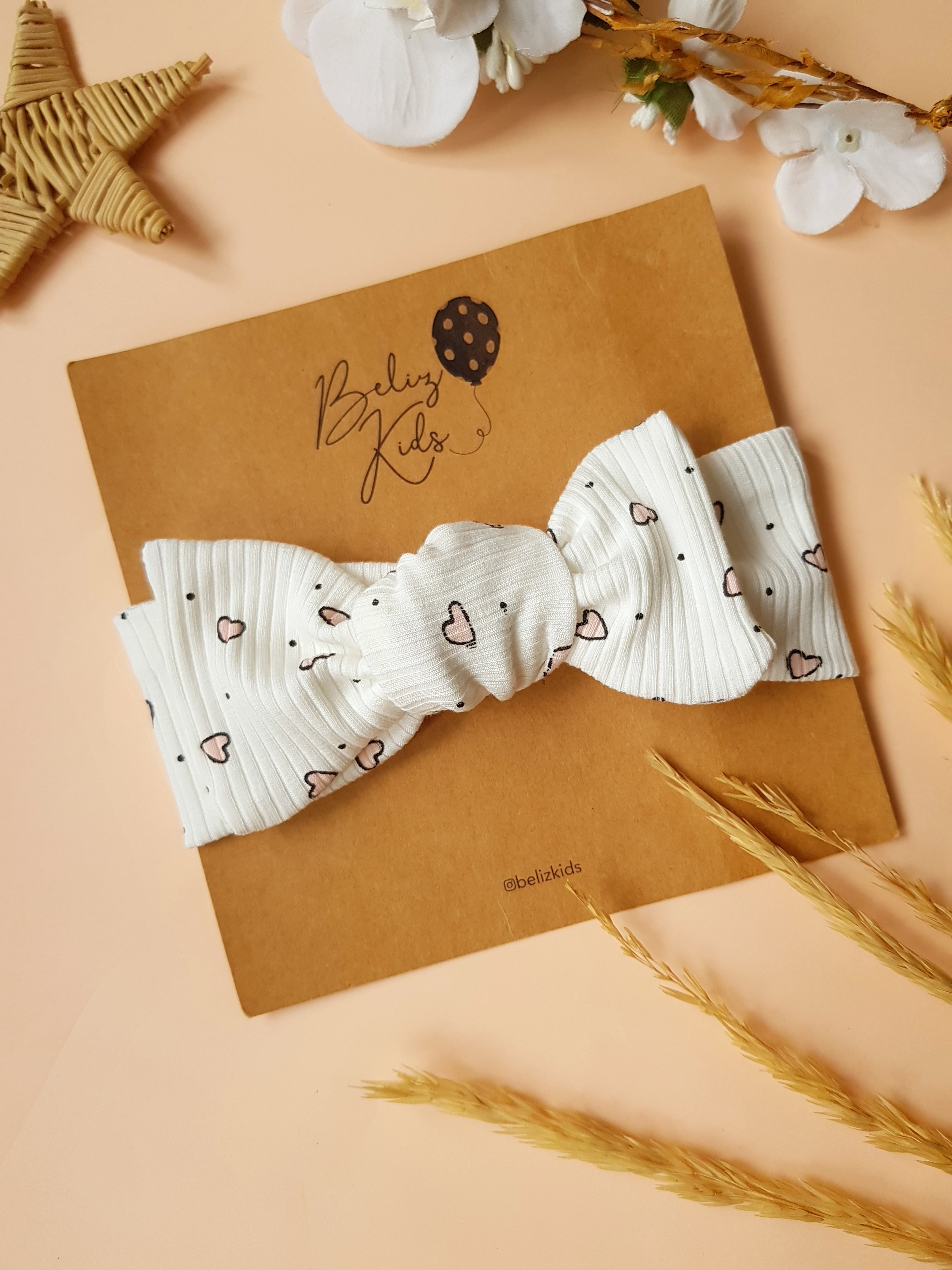Pembe Kalp Desen Ribana Bandana