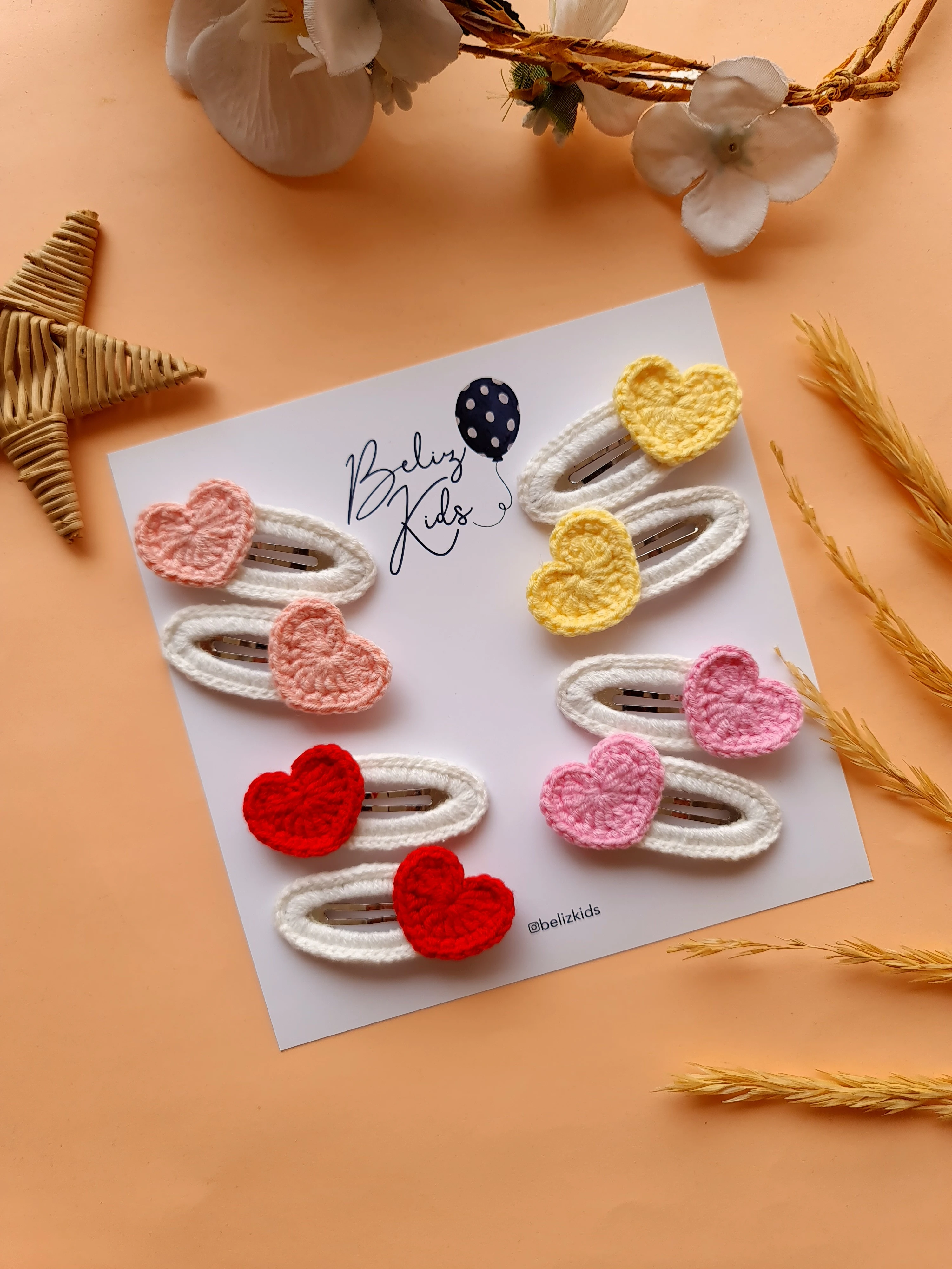 Örgü Kalp Çıtçıt Toka Çift