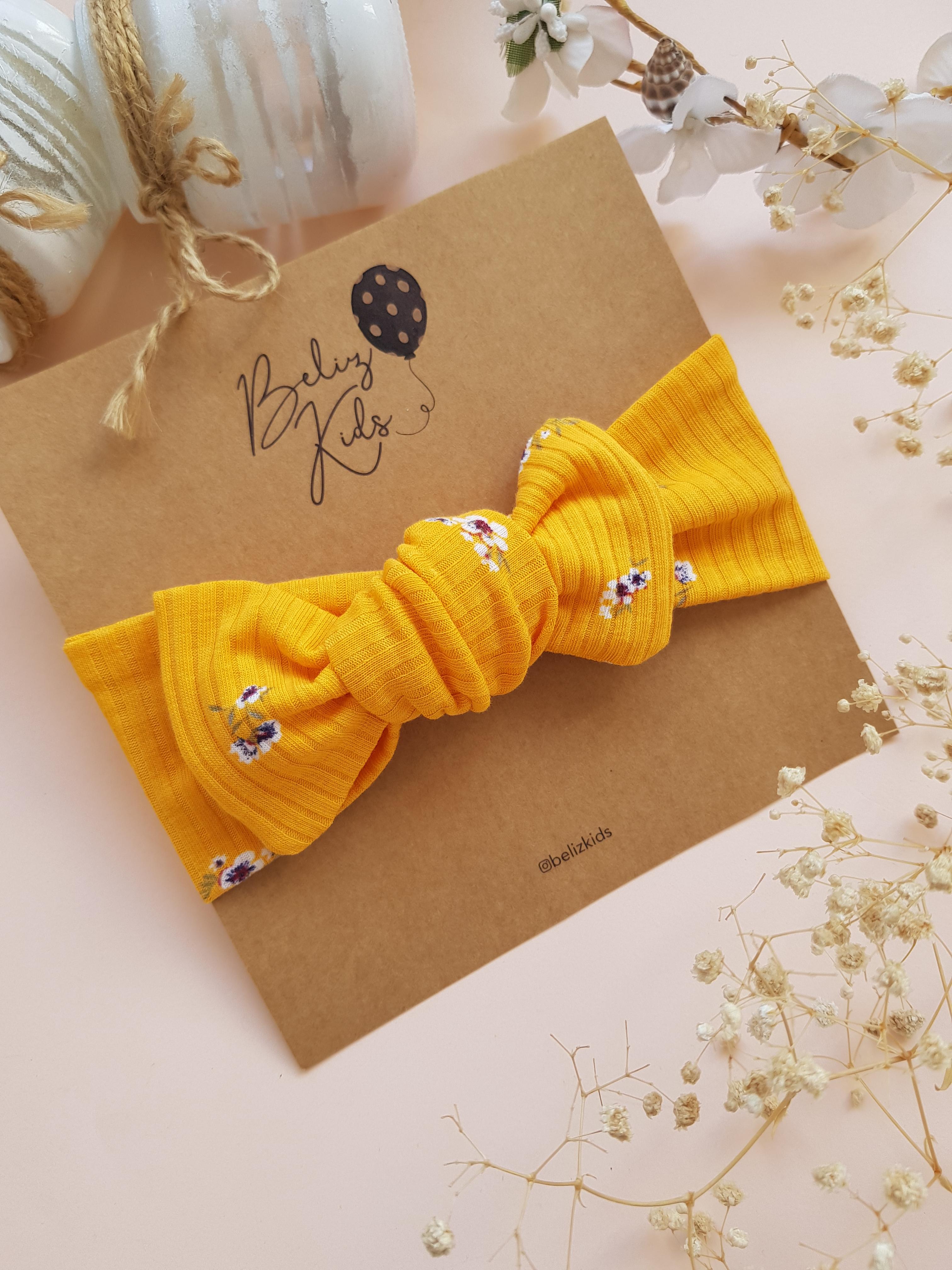 Çiçekli Sarı Ribana Bandana