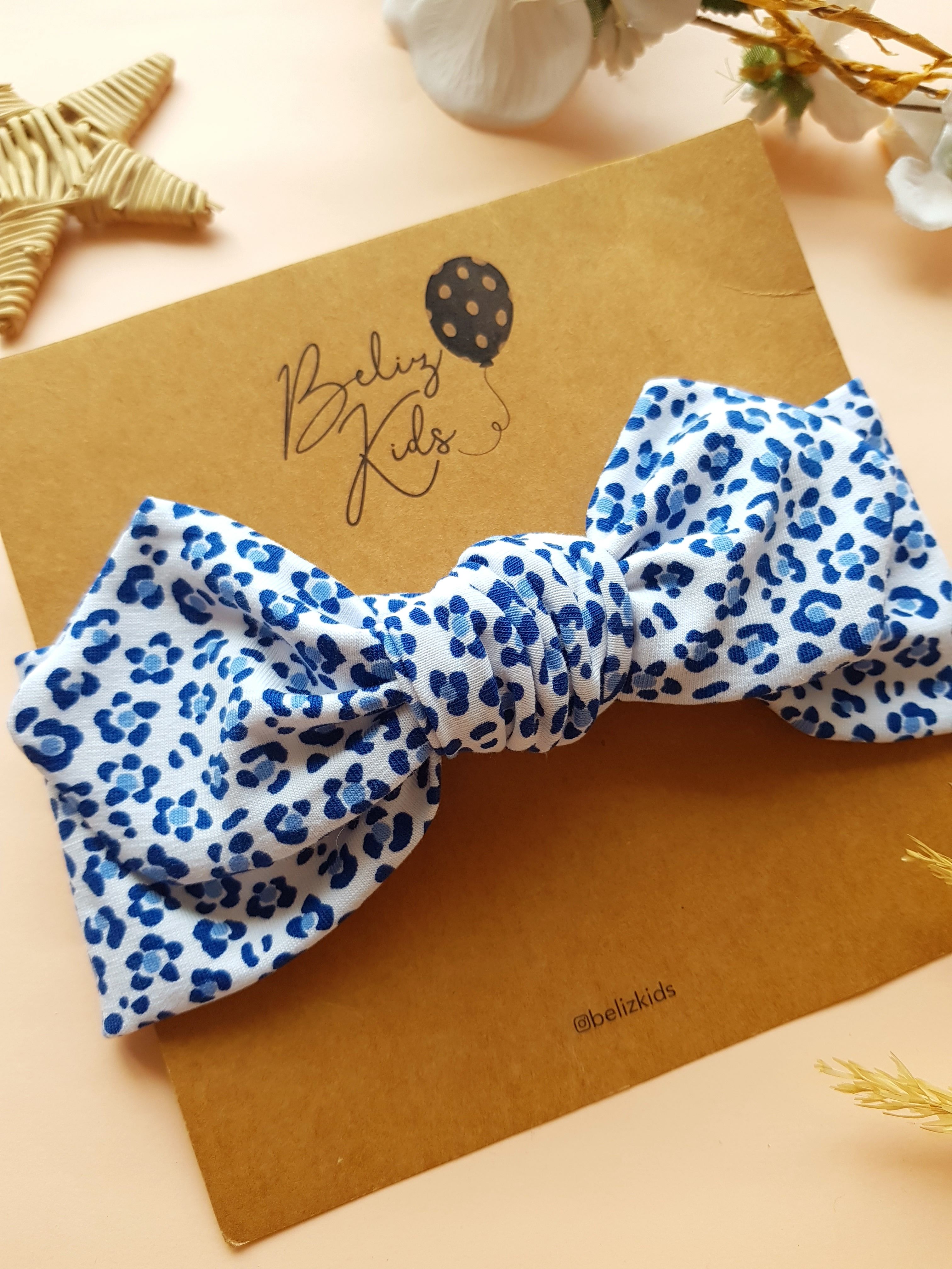 Mavi Desenli Tavşan Kulak Bandana